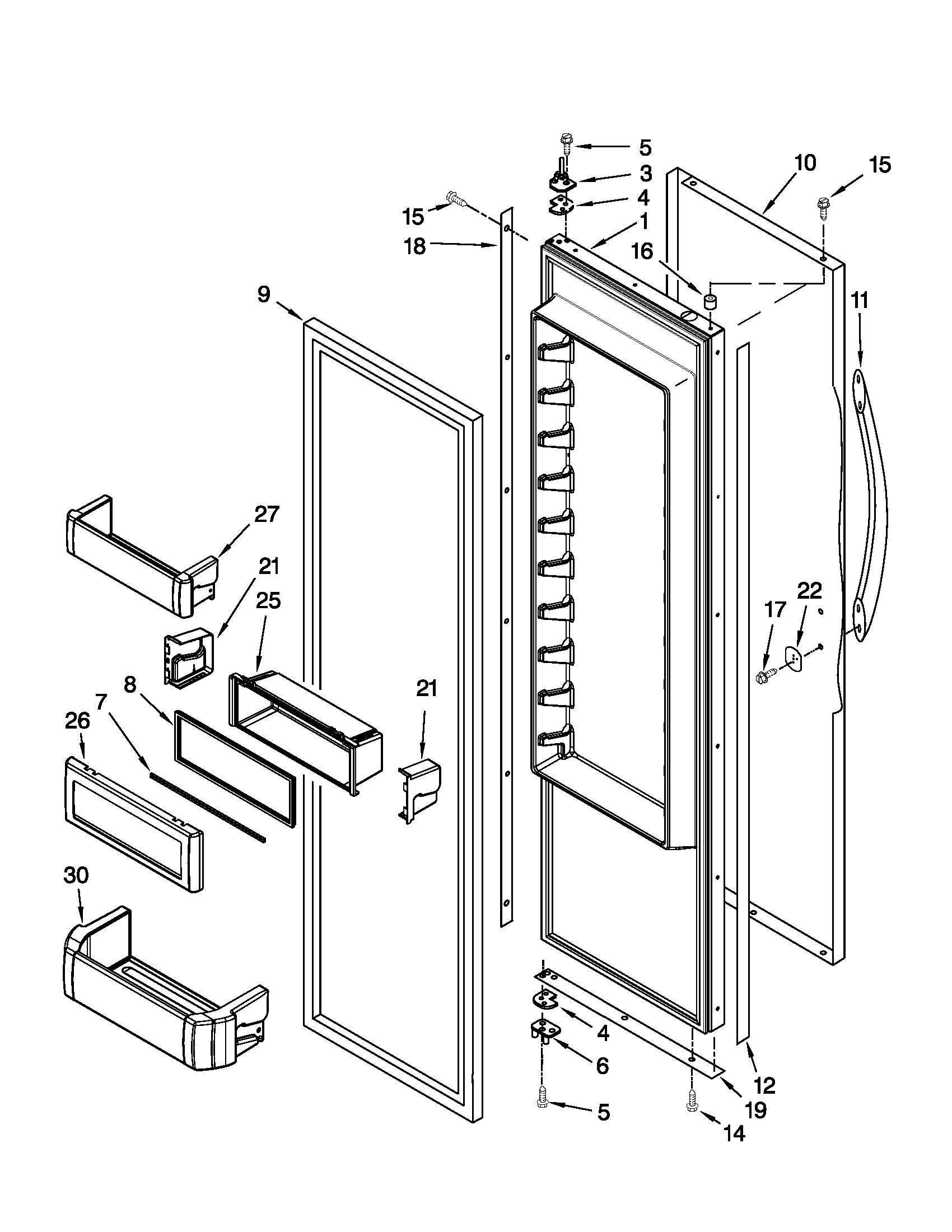 KitchenAid KSSC48QVS03 refrigerator door parts diagram