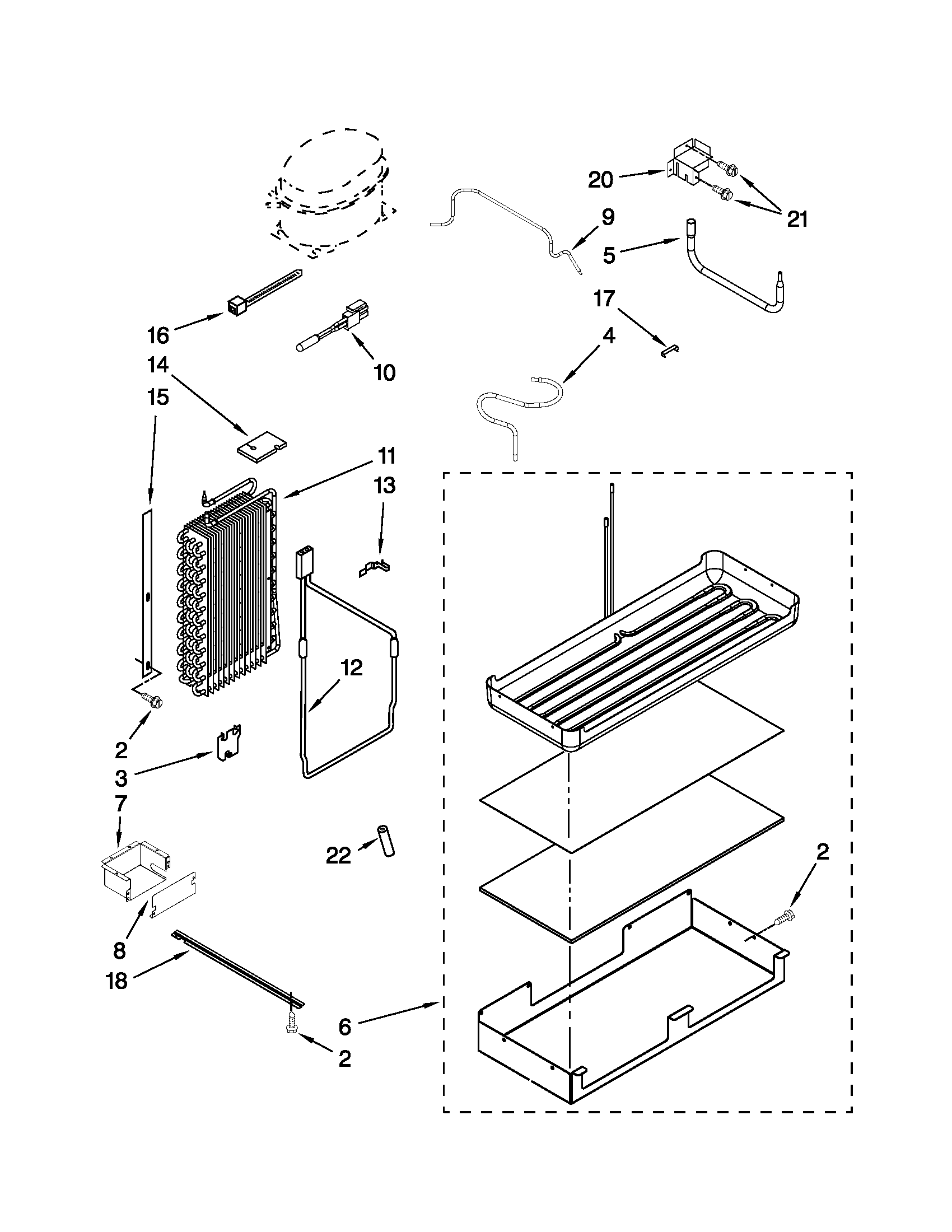 KitchenAid KSSC48QVS03 lower unit and tube parts diagram