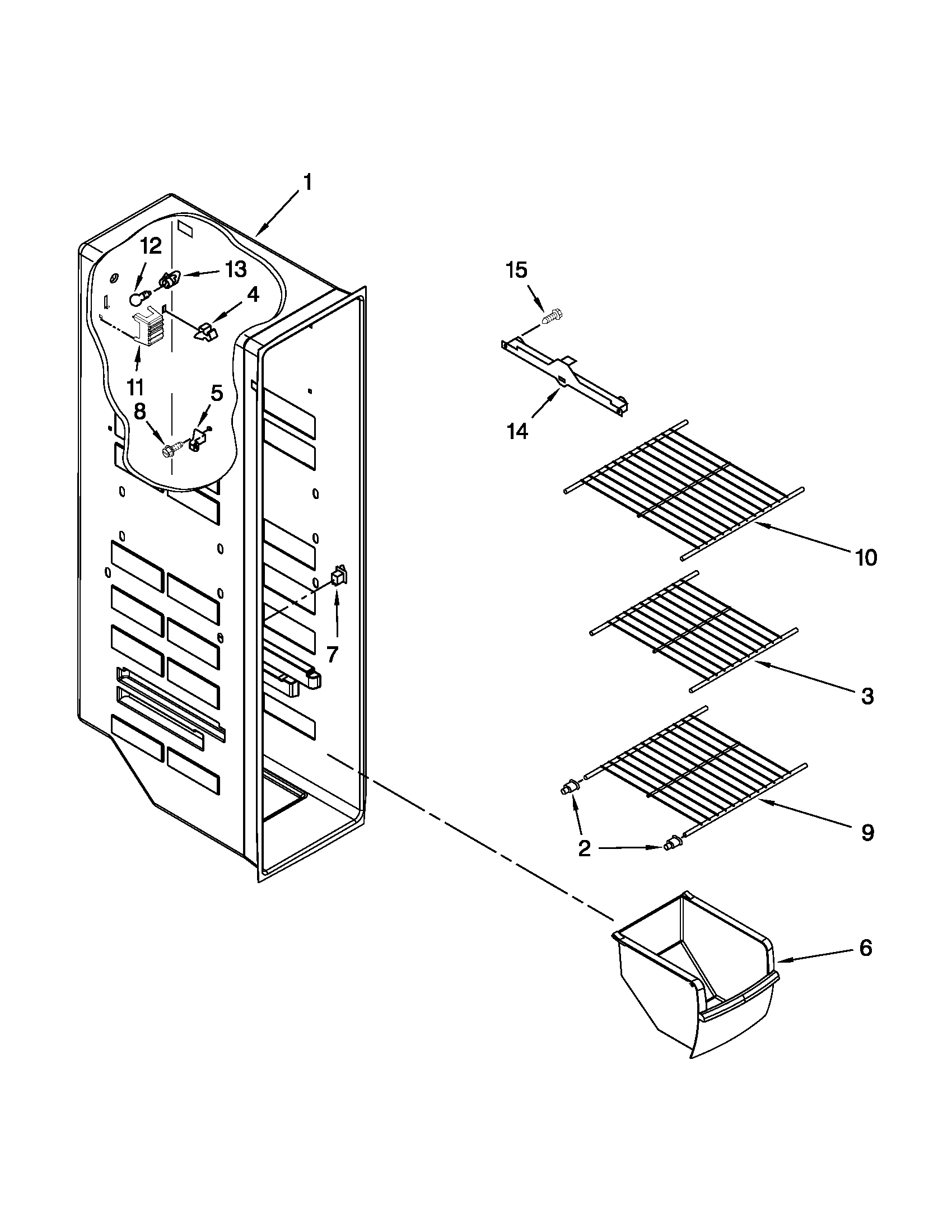 Maytag MSD2573VEB00 freezer liner parts diagram