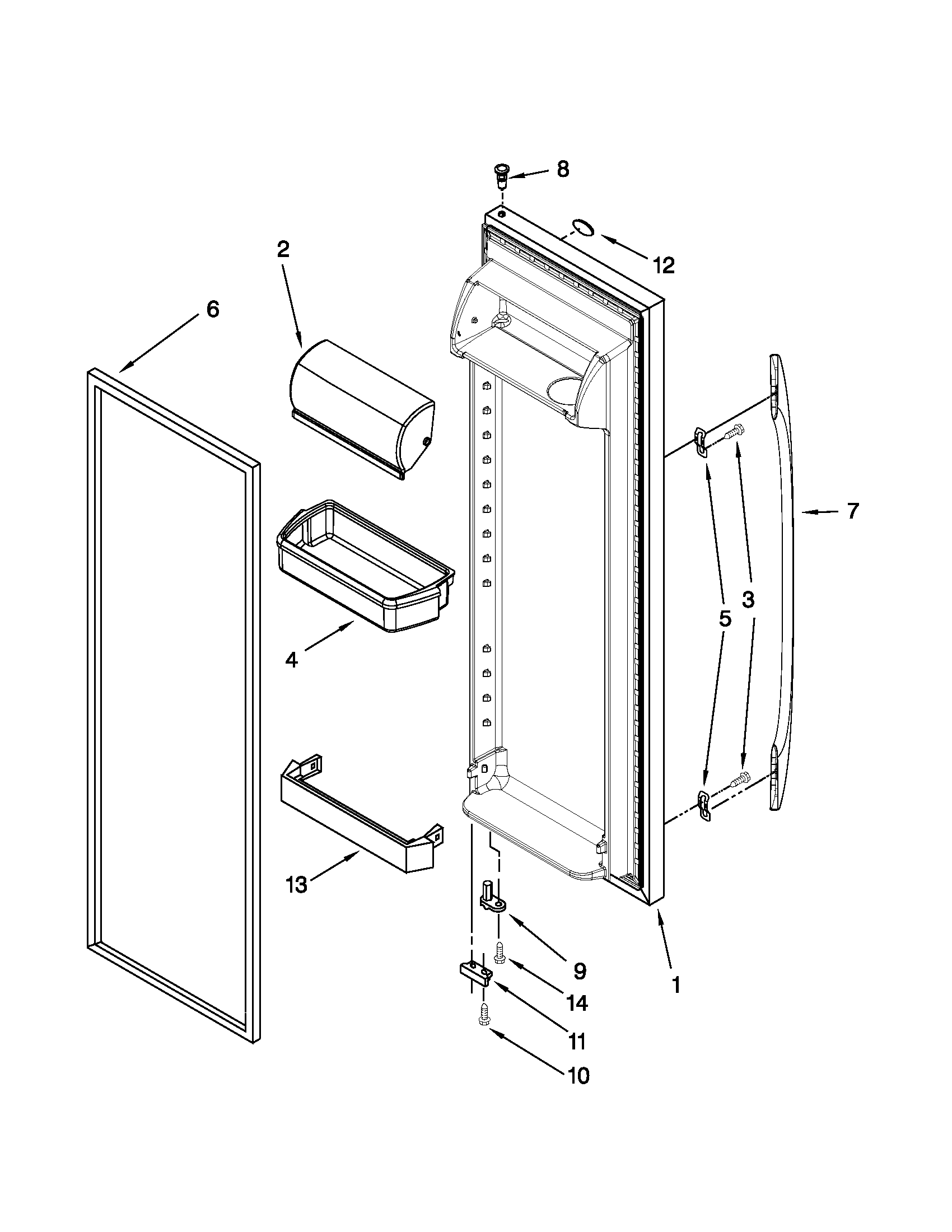 Maytag MSD2573VEB00 refrigerator door parts diagram