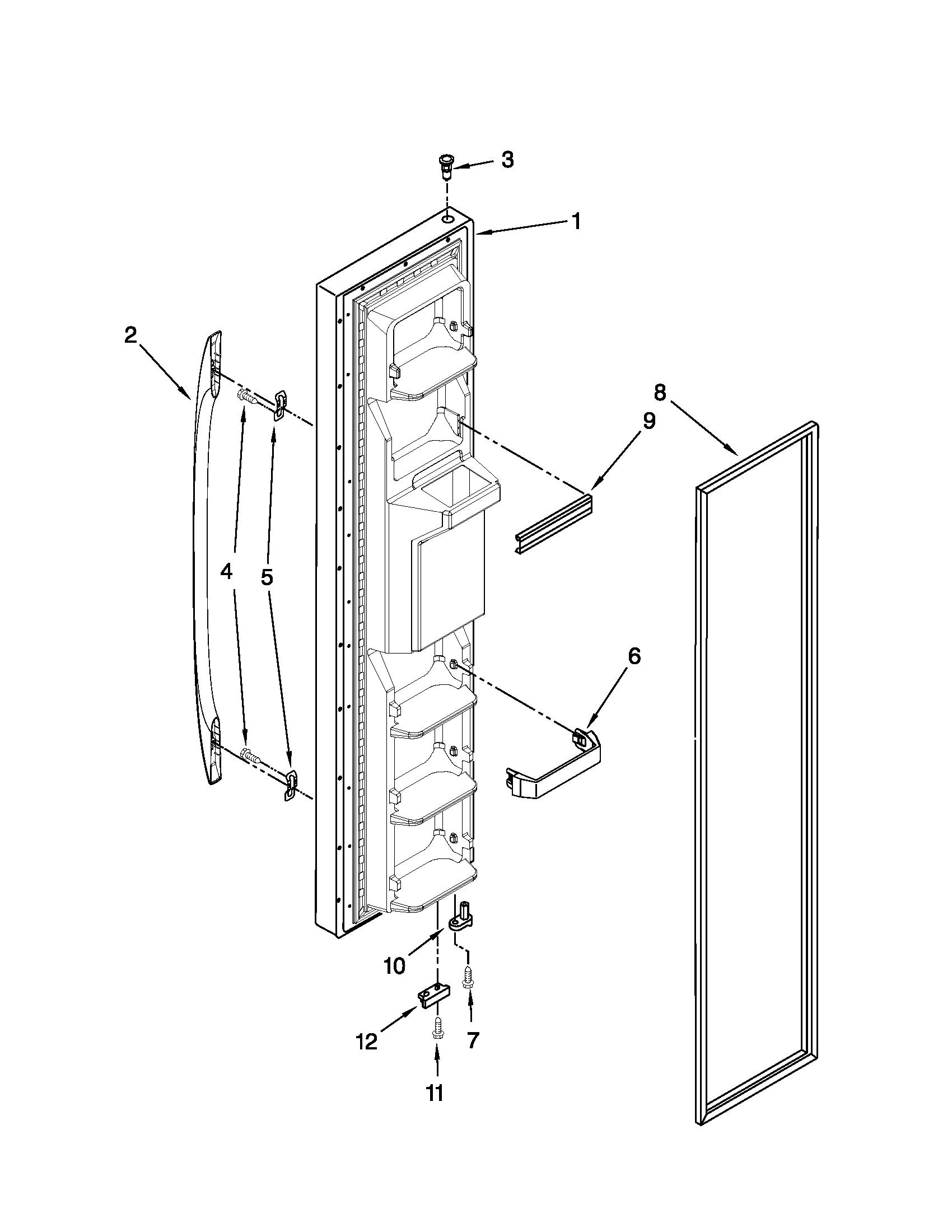 Maytag MSD2573VEB00 freezer door parts diagram