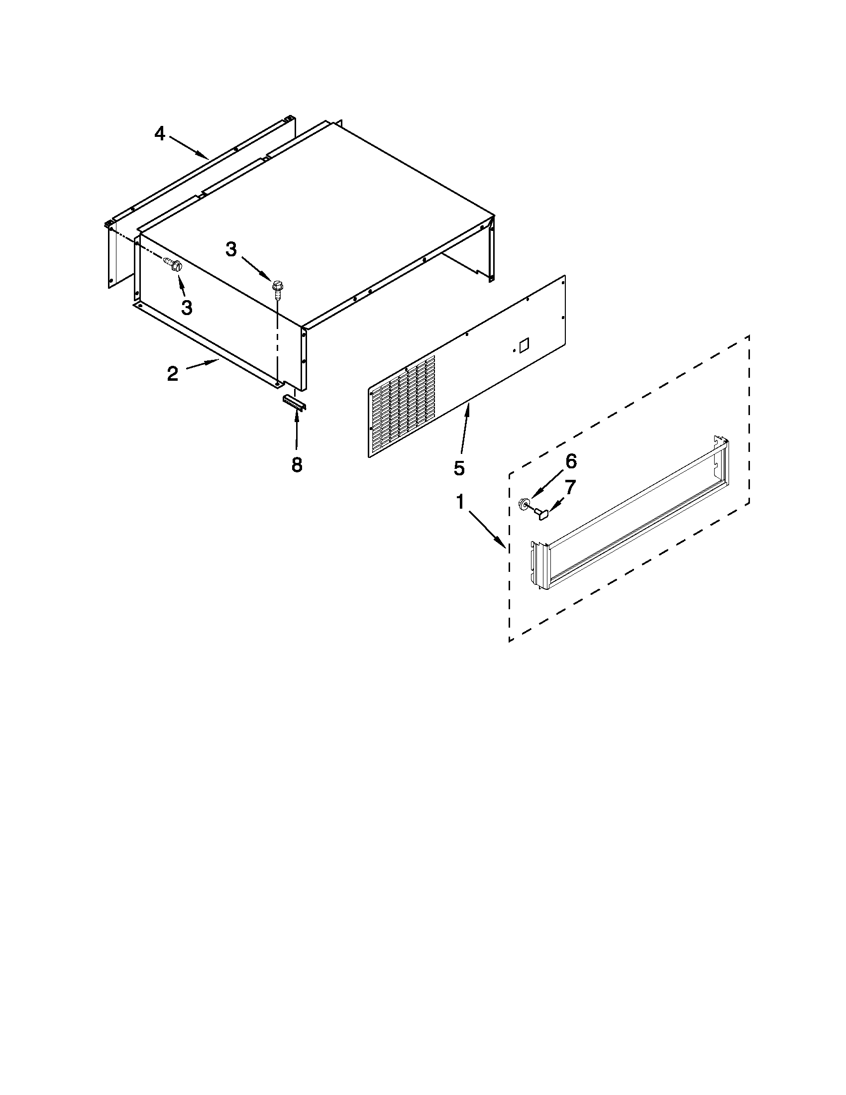 Jenn-Air JS48CXDBDB13 top grille and unit cover parts diagram