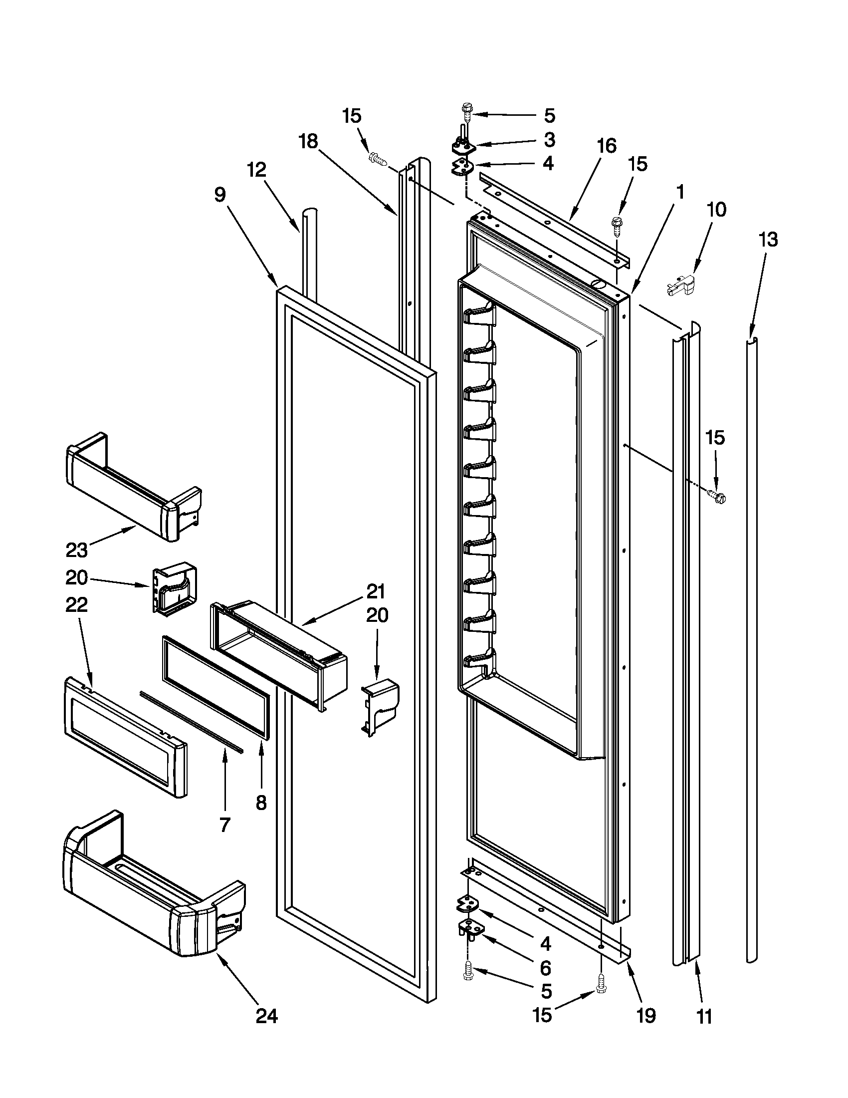 Jenn-Air JS48CXDBDB13 refrigerator door parts diagram