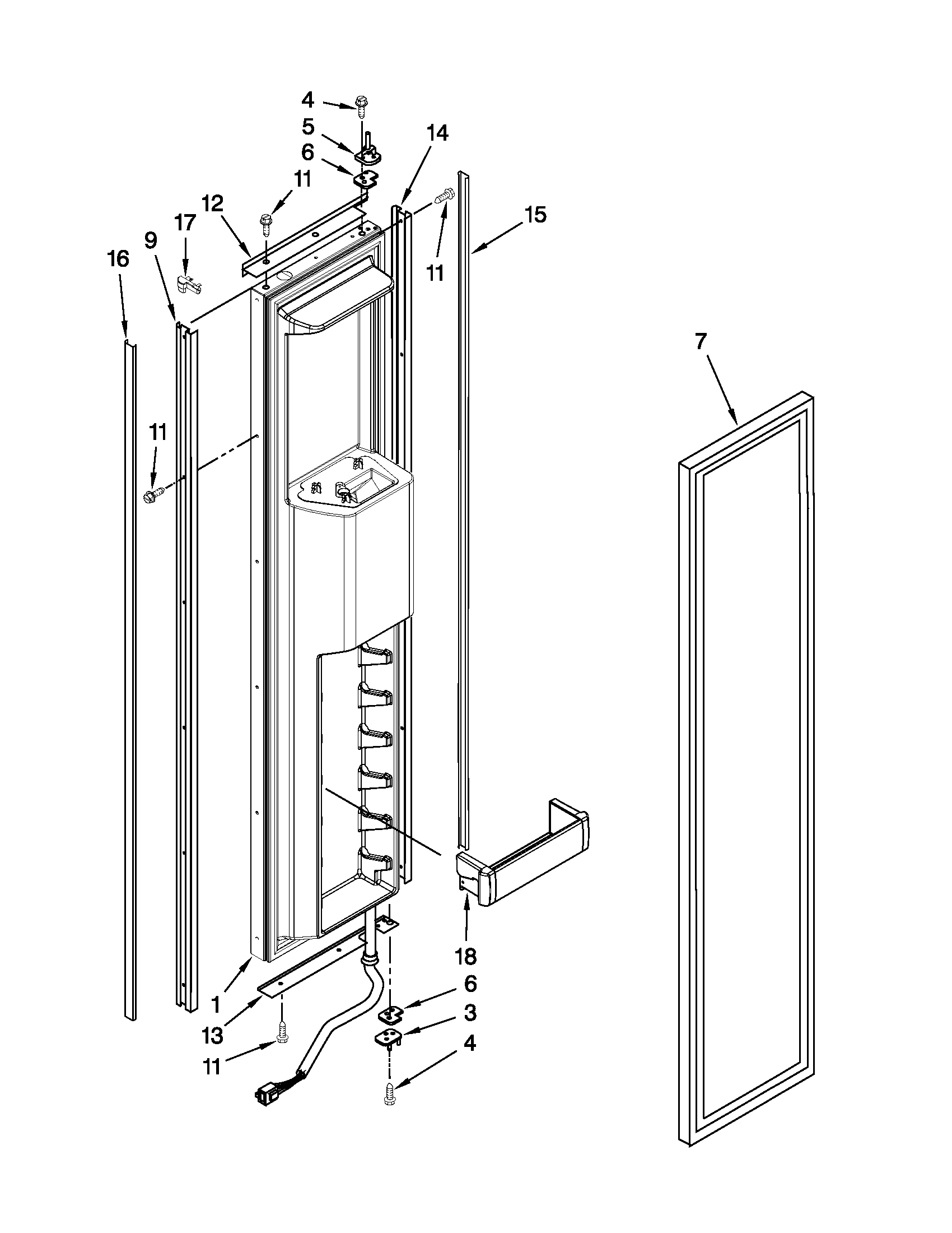 Jenn-Air JS48CXDBDB13 freezer door parts diagram