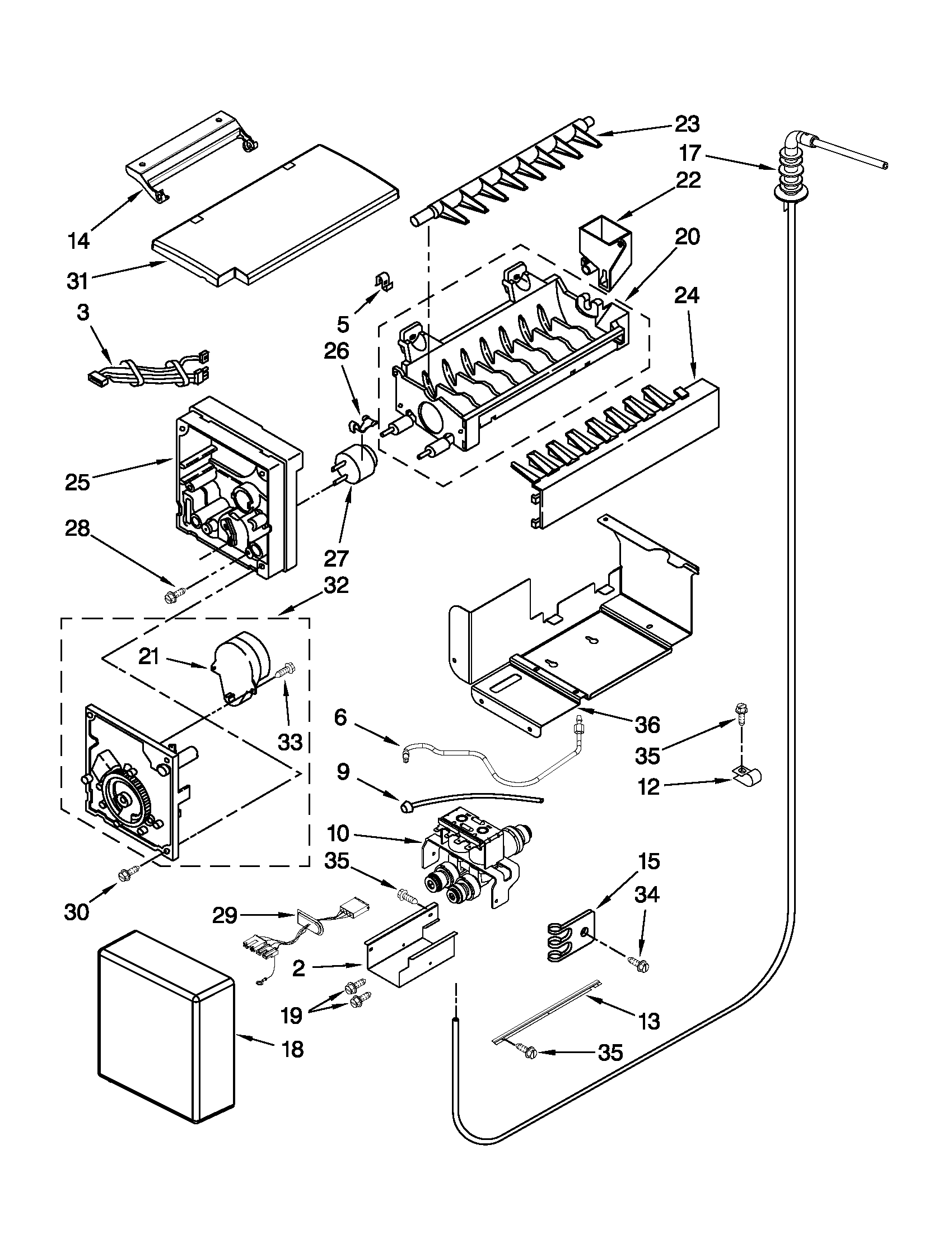 Jenn-Air JS48CXDBDB13 icemaker parts diagram