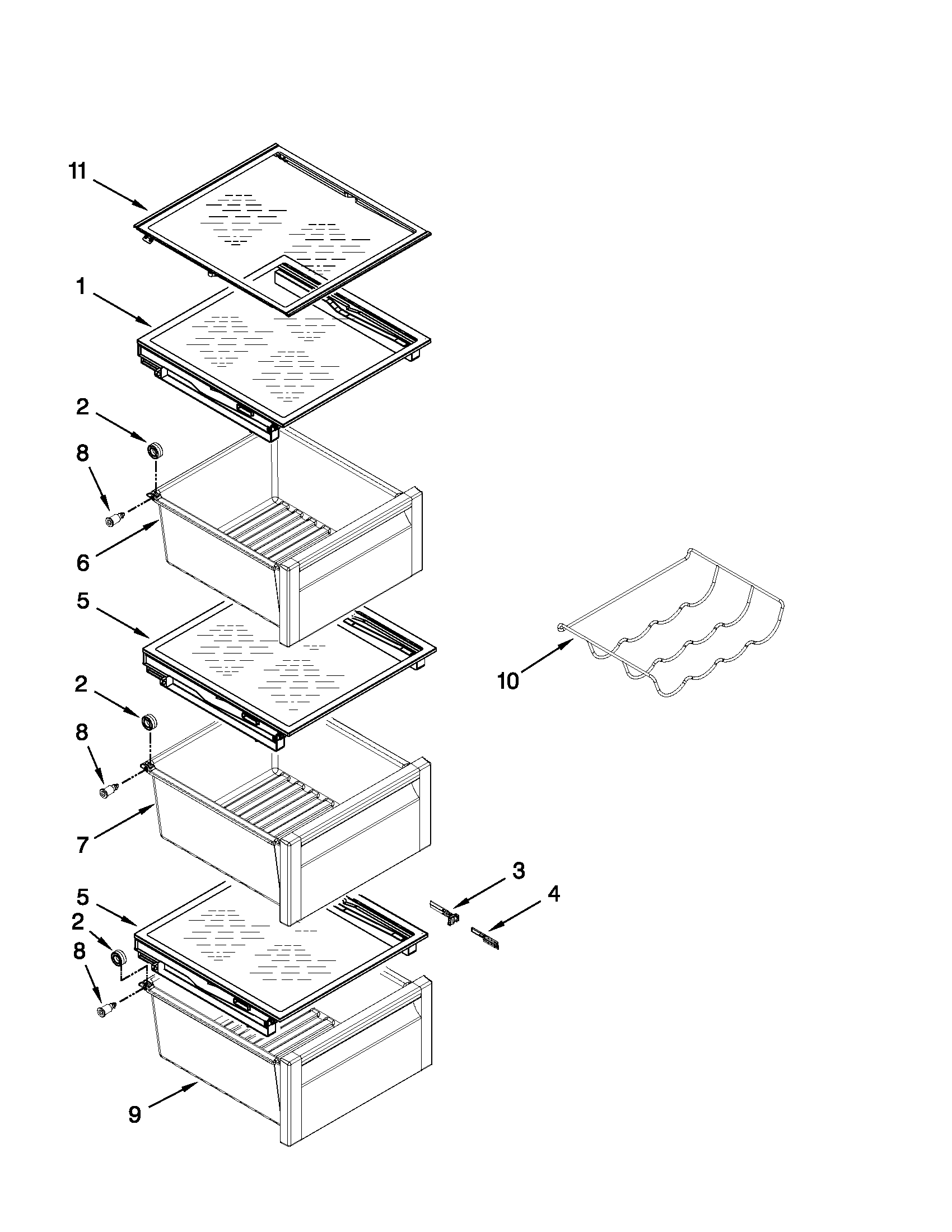 Whirlpool GSC25C5EYY00 refrigerator shelf parts diagram
