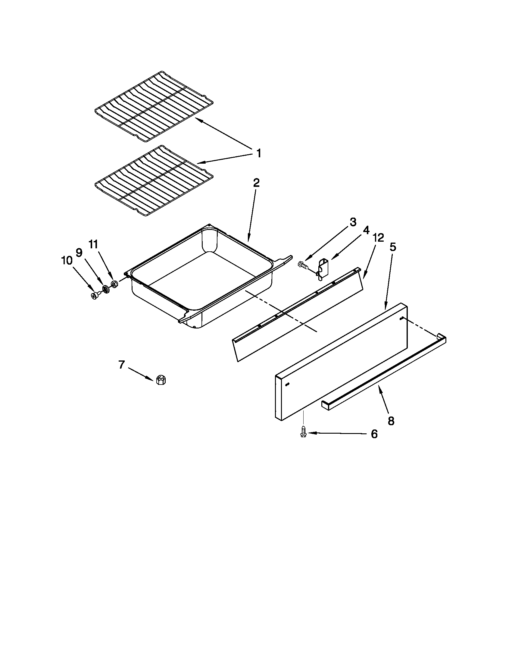 Ikea YISE630WS01 drawer and rack parts diagram