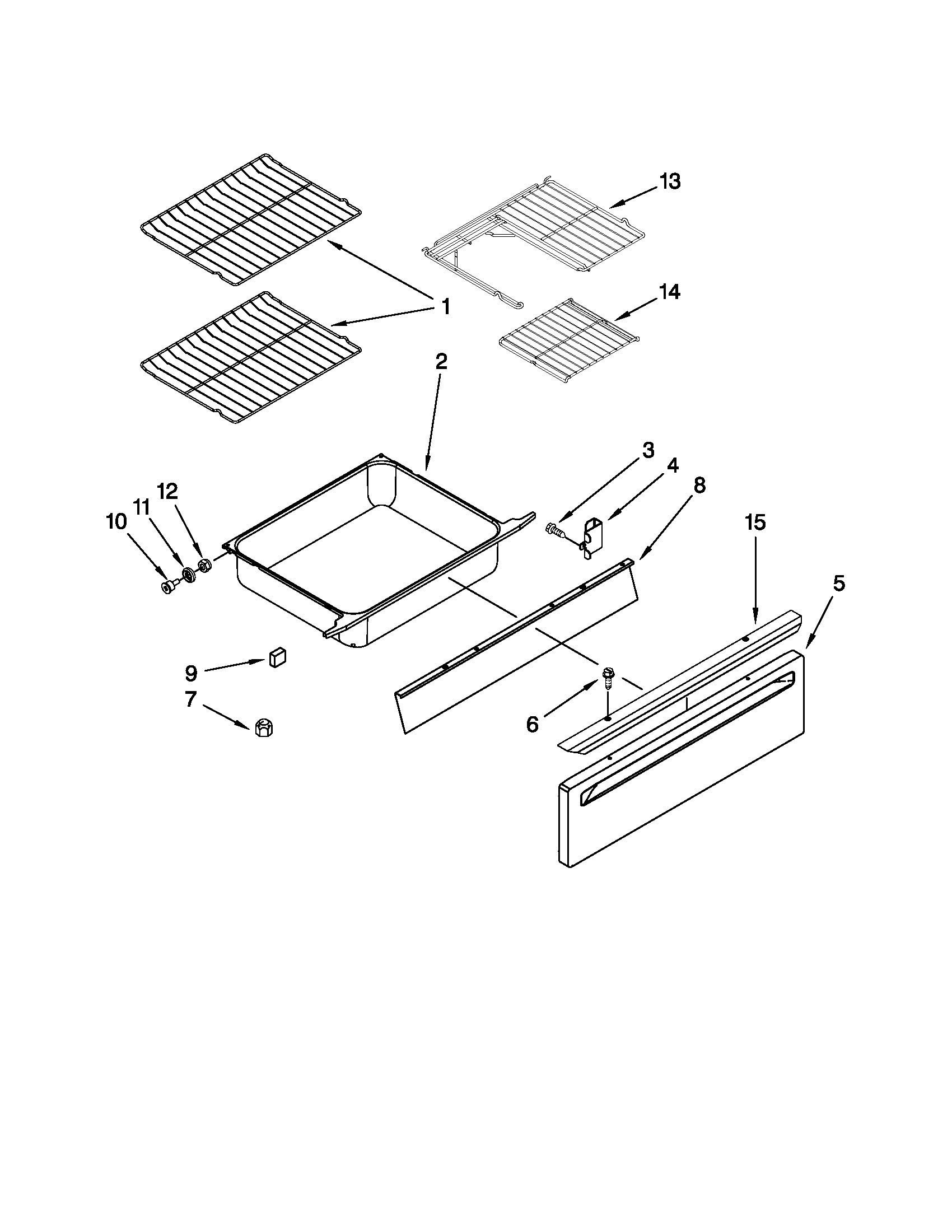 Whirlpool YGY399LXUS04 drawer and rack parts diagram
