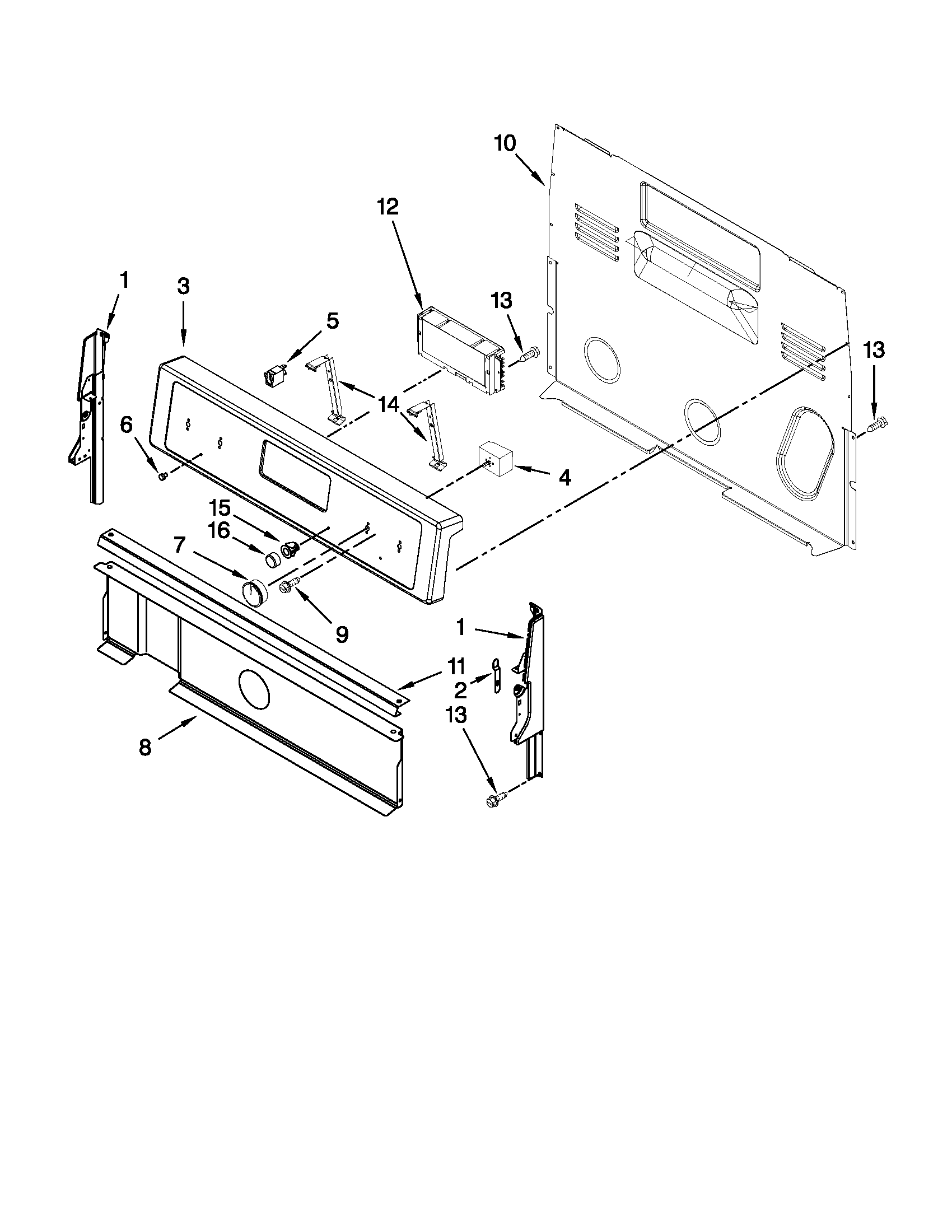Whirlpool WFE524CLAB0 control panel parts diagram