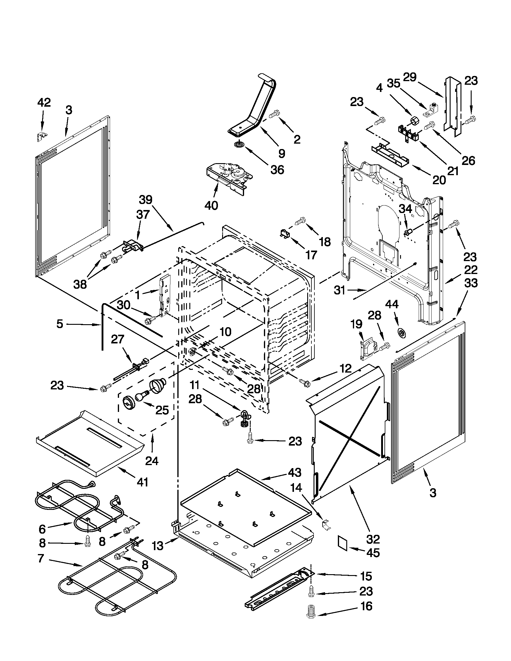 Whirlpool WFE524CLAB0 chassis parts diagram