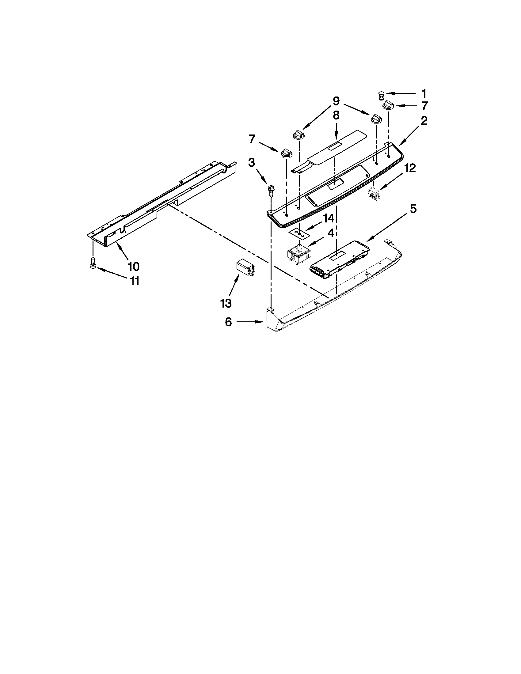 Whirlpool YGY399LXUQ06 control panel parts diagram