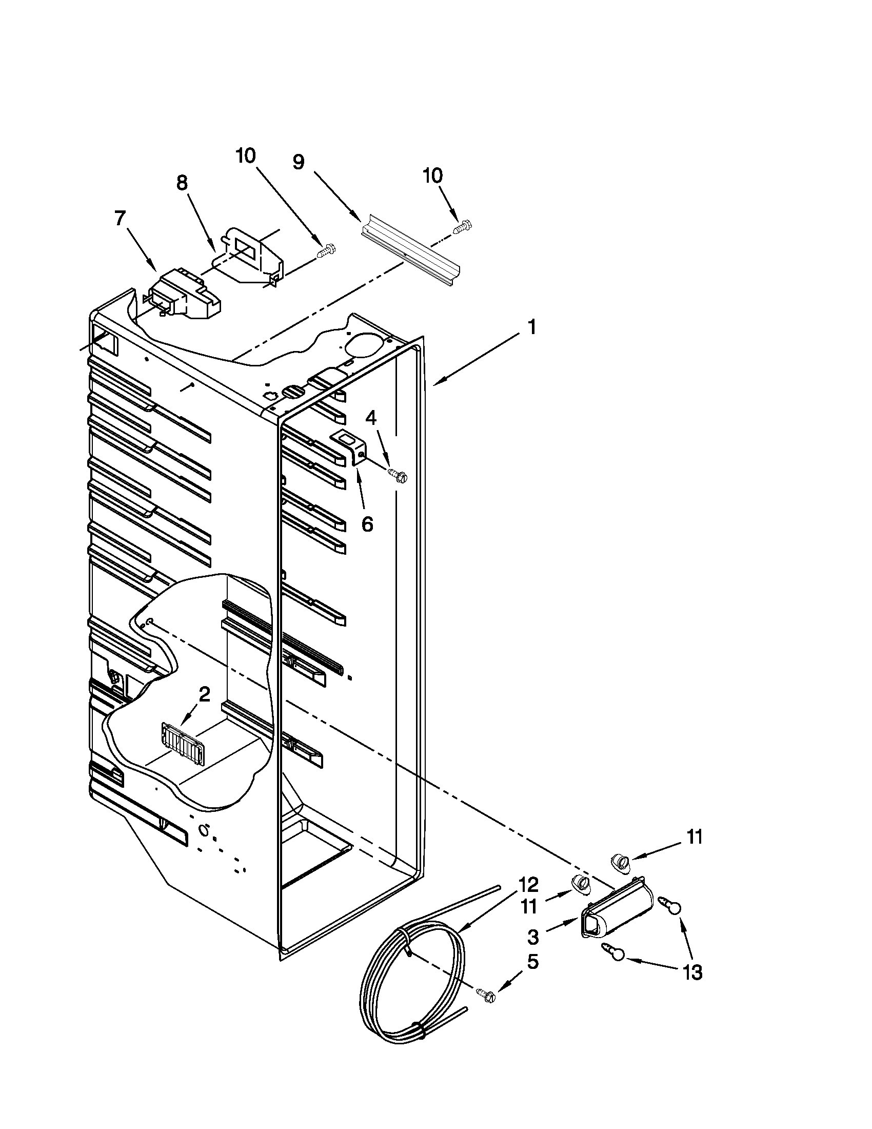 Whirlpool ED5KVEXVQ07 refrigerator liner parts diagram