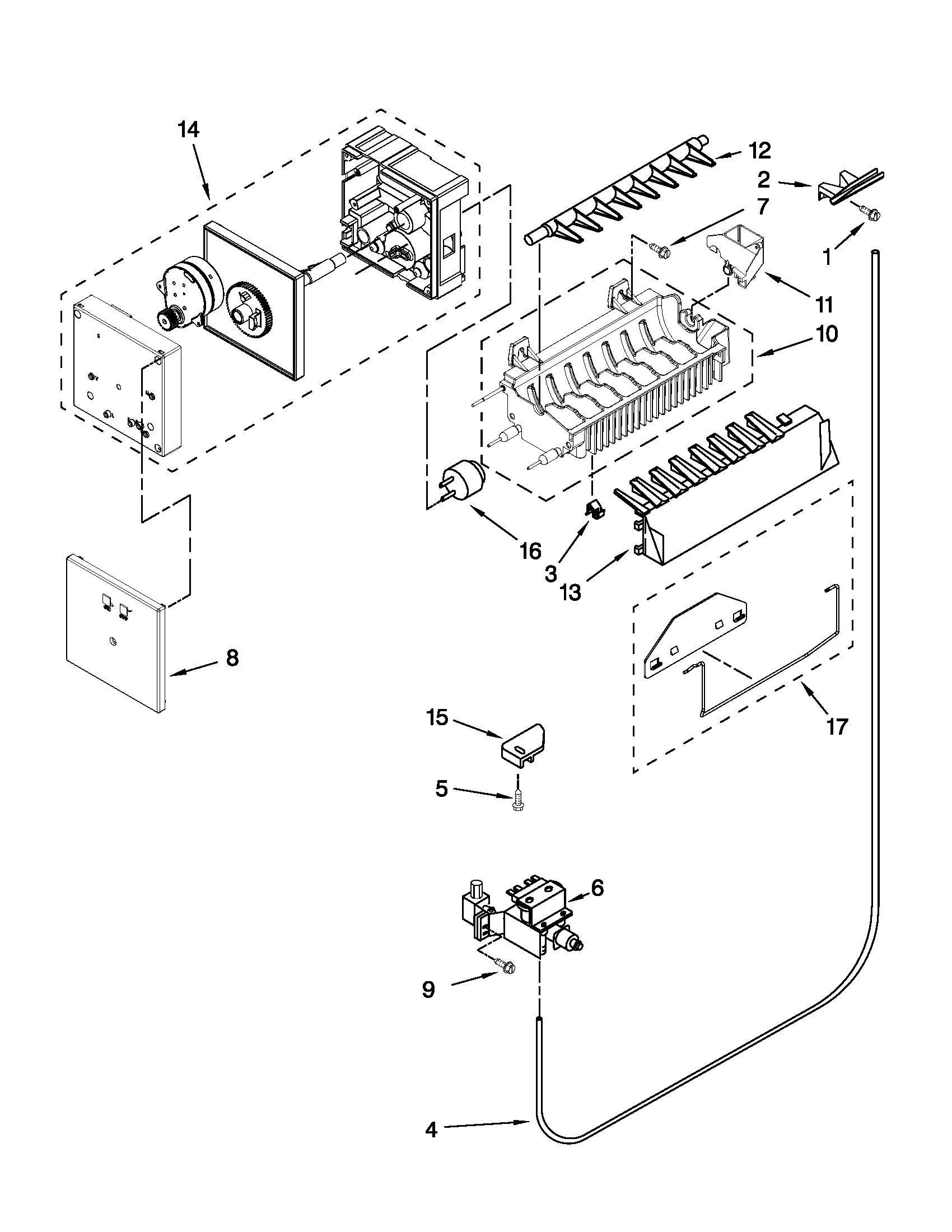 Whirlpool ED5KVEXVQ07 icemaker parts diagram