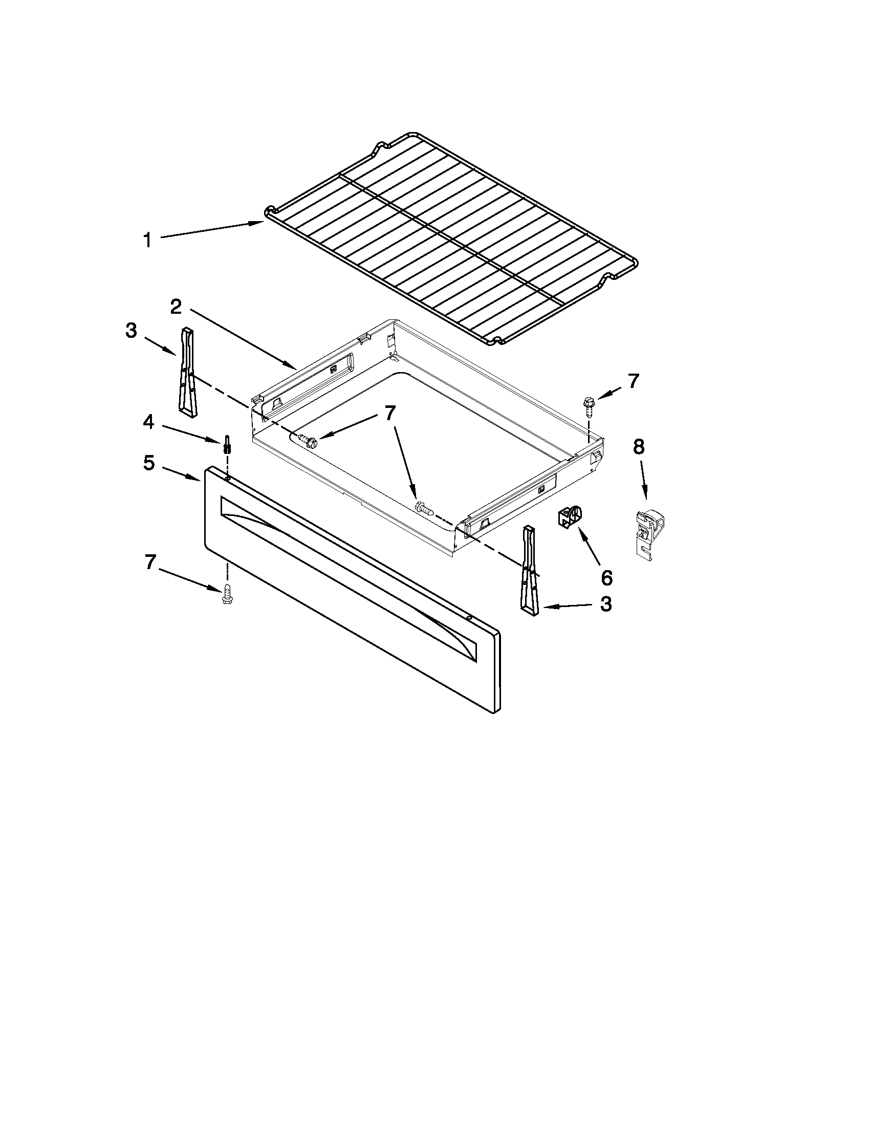Inglis IVP33801 drawer & broiler parts diagram