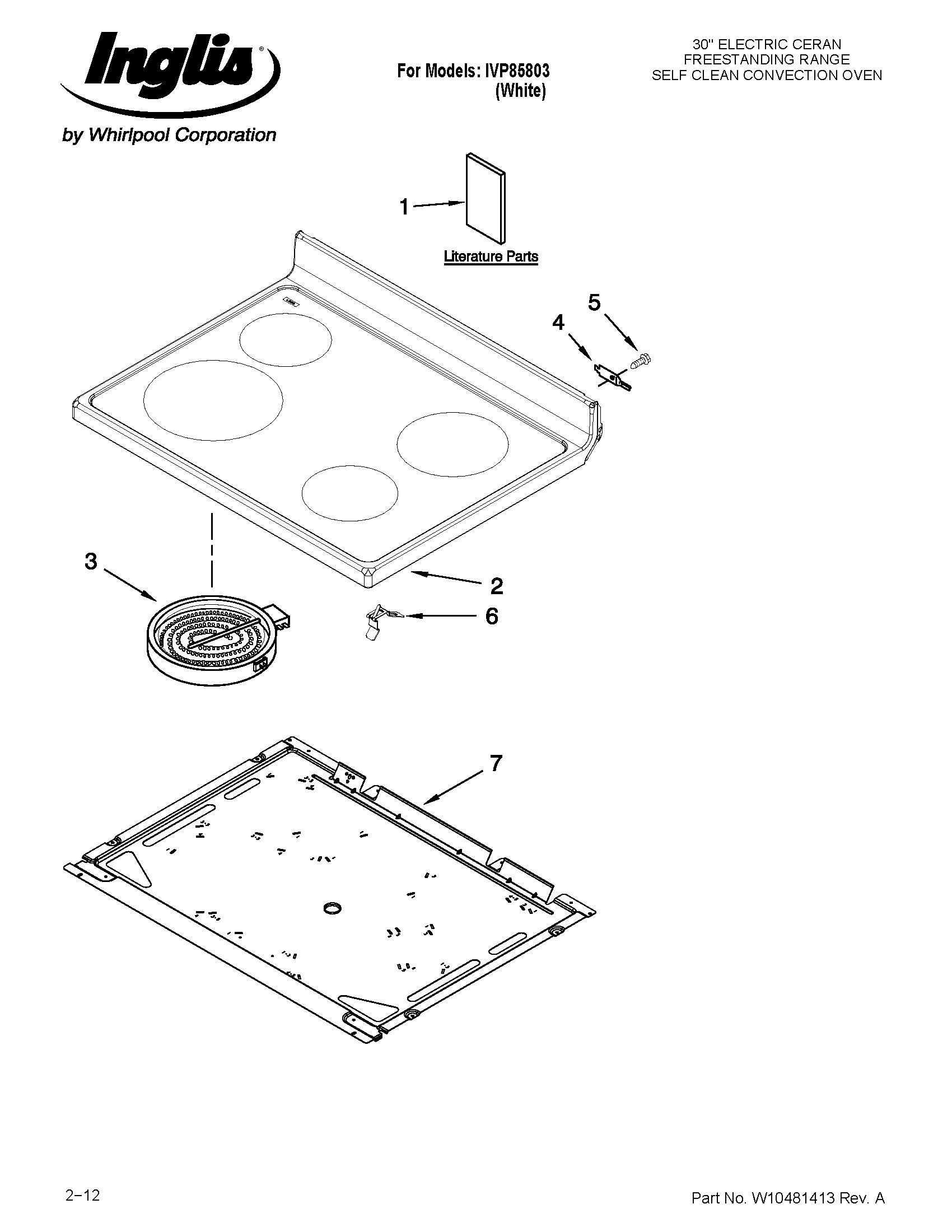 Inglis IVP85803 cooktop parts diagram