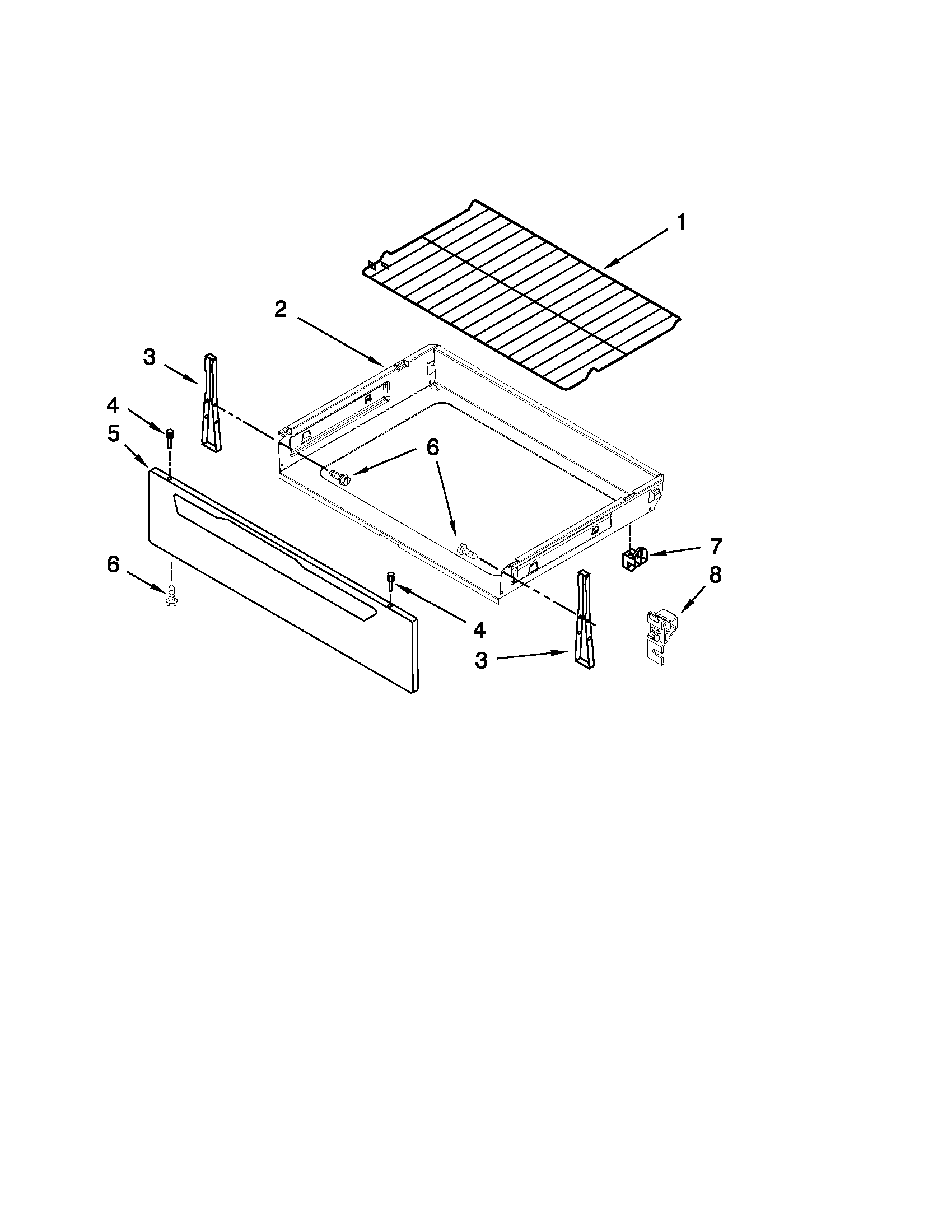 Inglis IVP85803 drawer & rack parts diagram