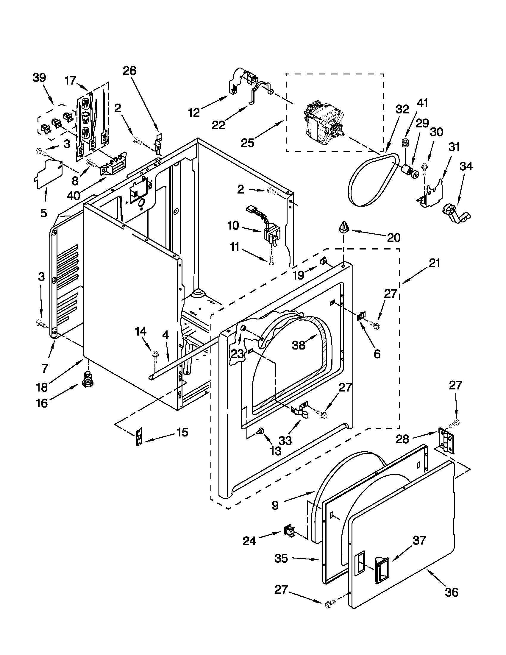 Whirlpool 3DWED4800YQ0 cabinet parts diagram