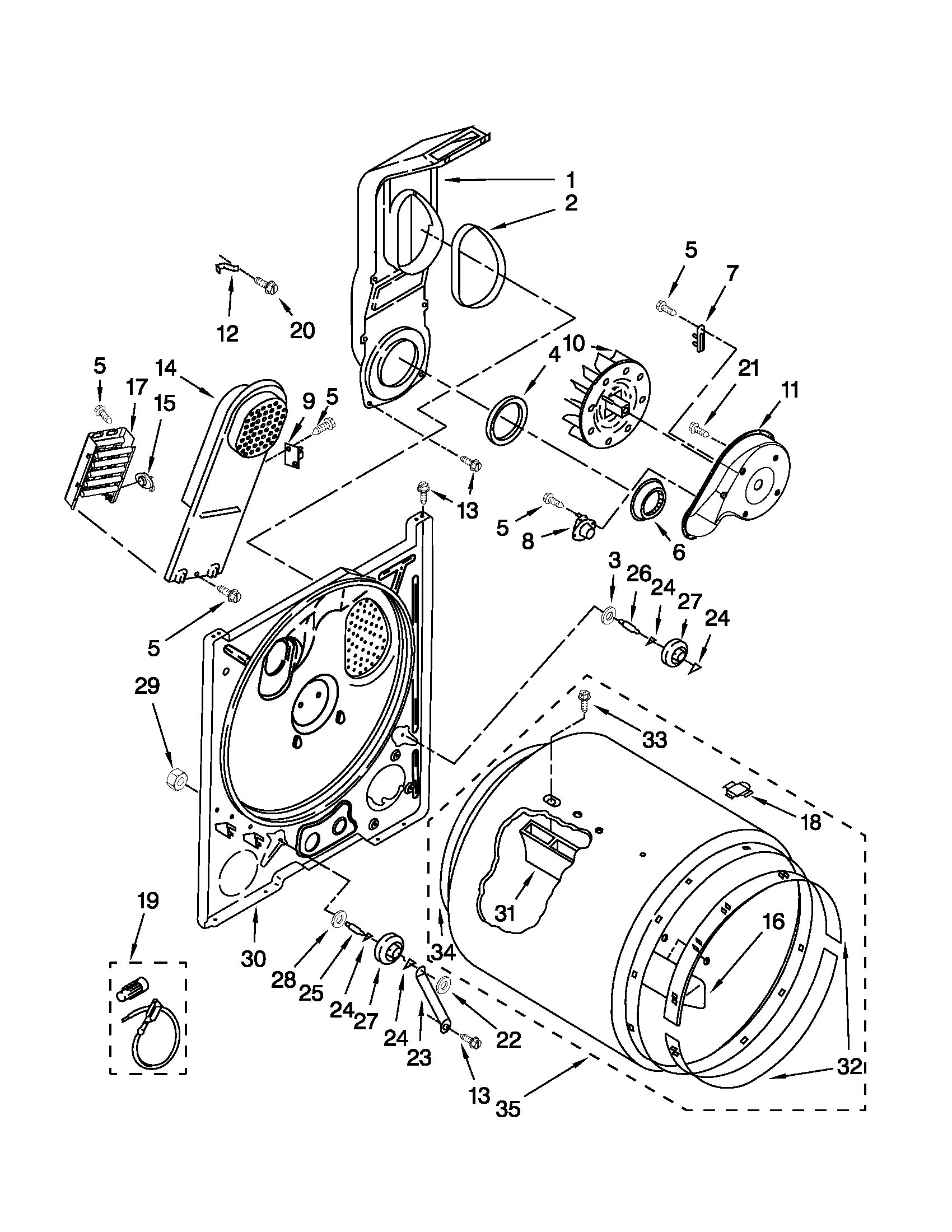 Whirlpool 3DWED4800YQ0 bulkhead parts diagram