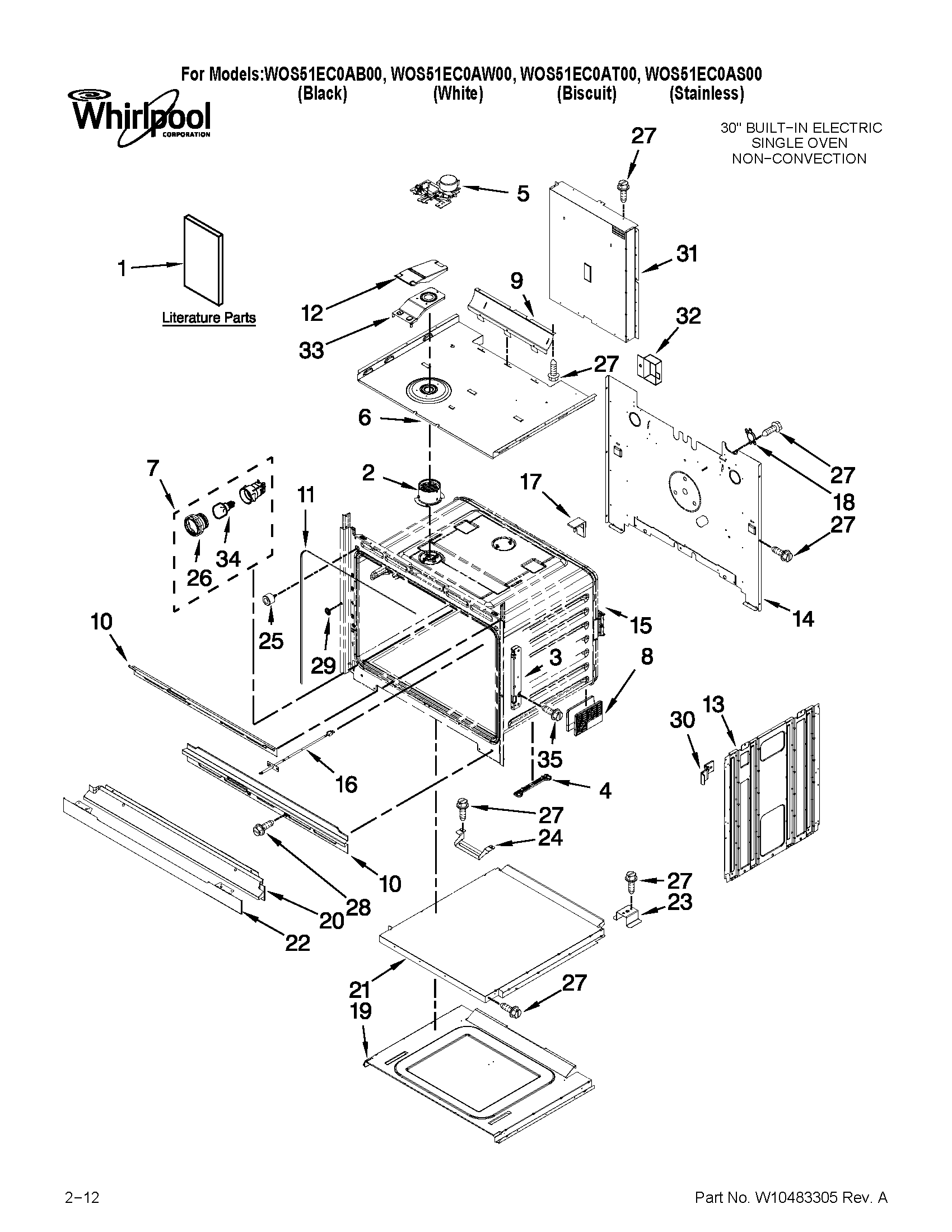Whirlpool WOS51EC0AW00 oven parts diagram