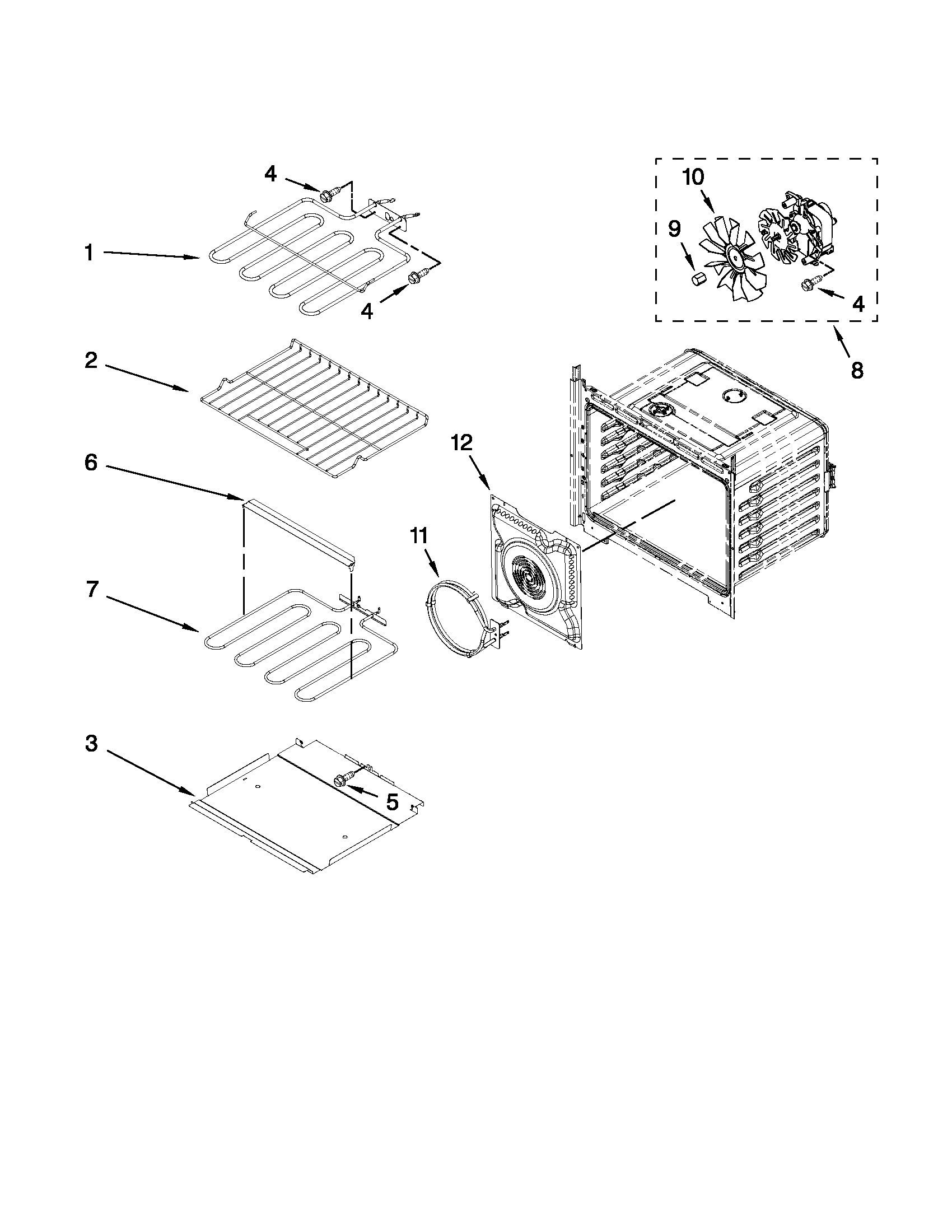 Whirlpool WOD93EC0AS00 internal oven parts diagram