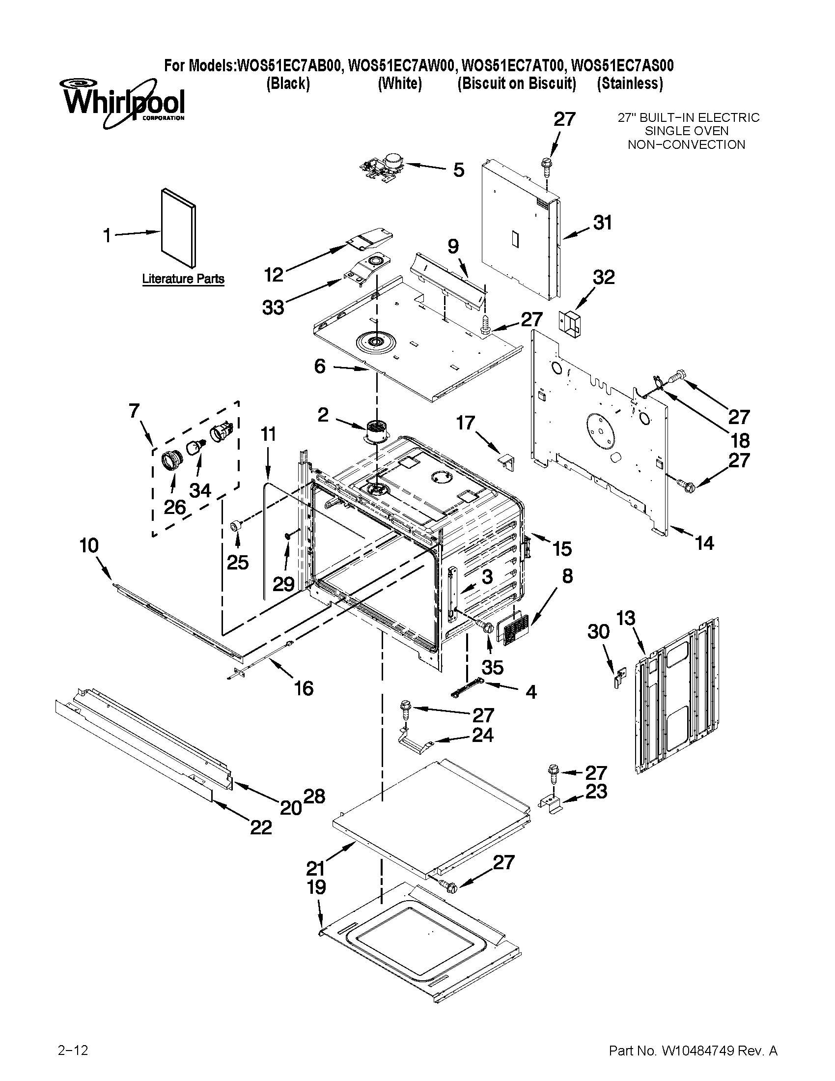 Whirlpool WOS51EC7AT00 oven parts diagram