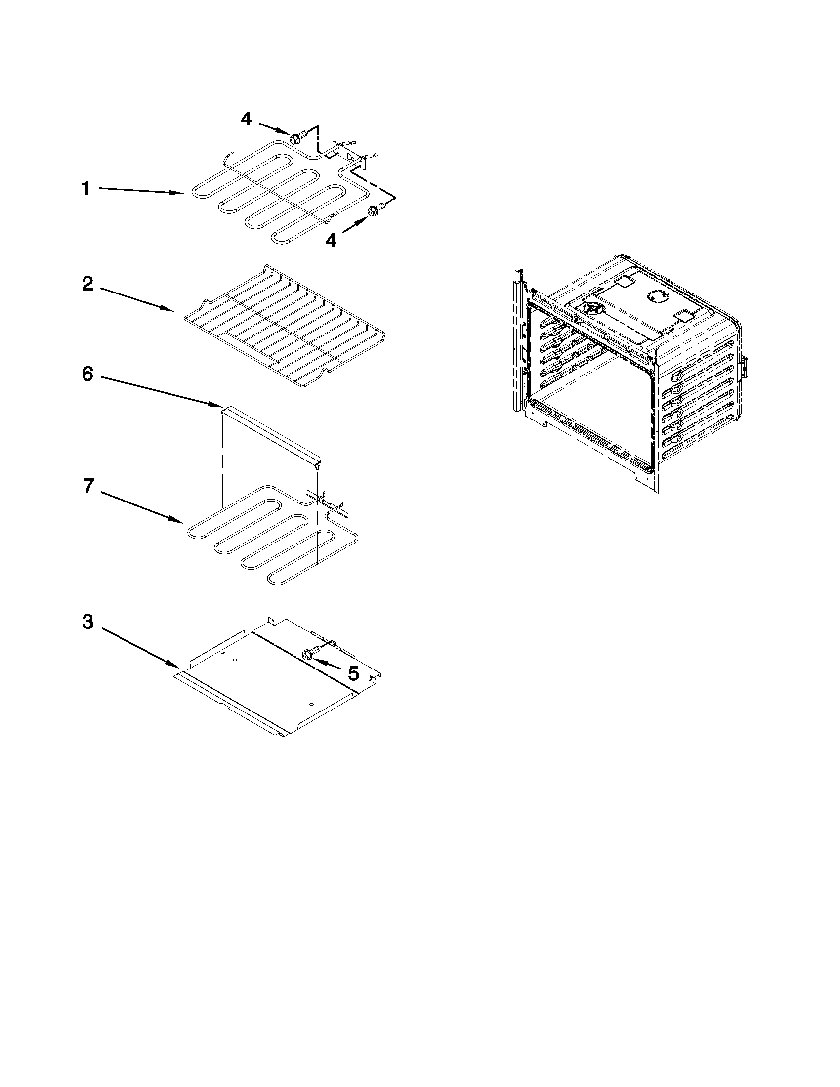 Whirlpool WOS51EC7AT00 internal oven parts diagram