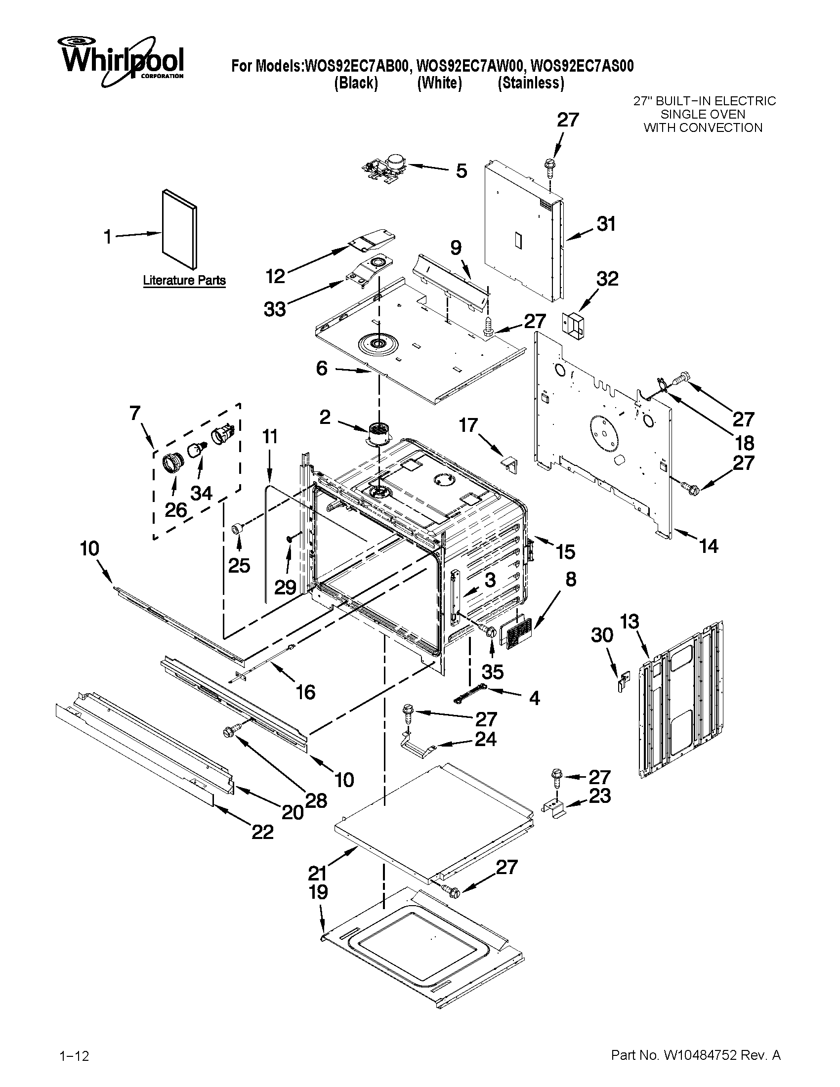 Whirlpool WOS92EC7AW00 oven parts diagram