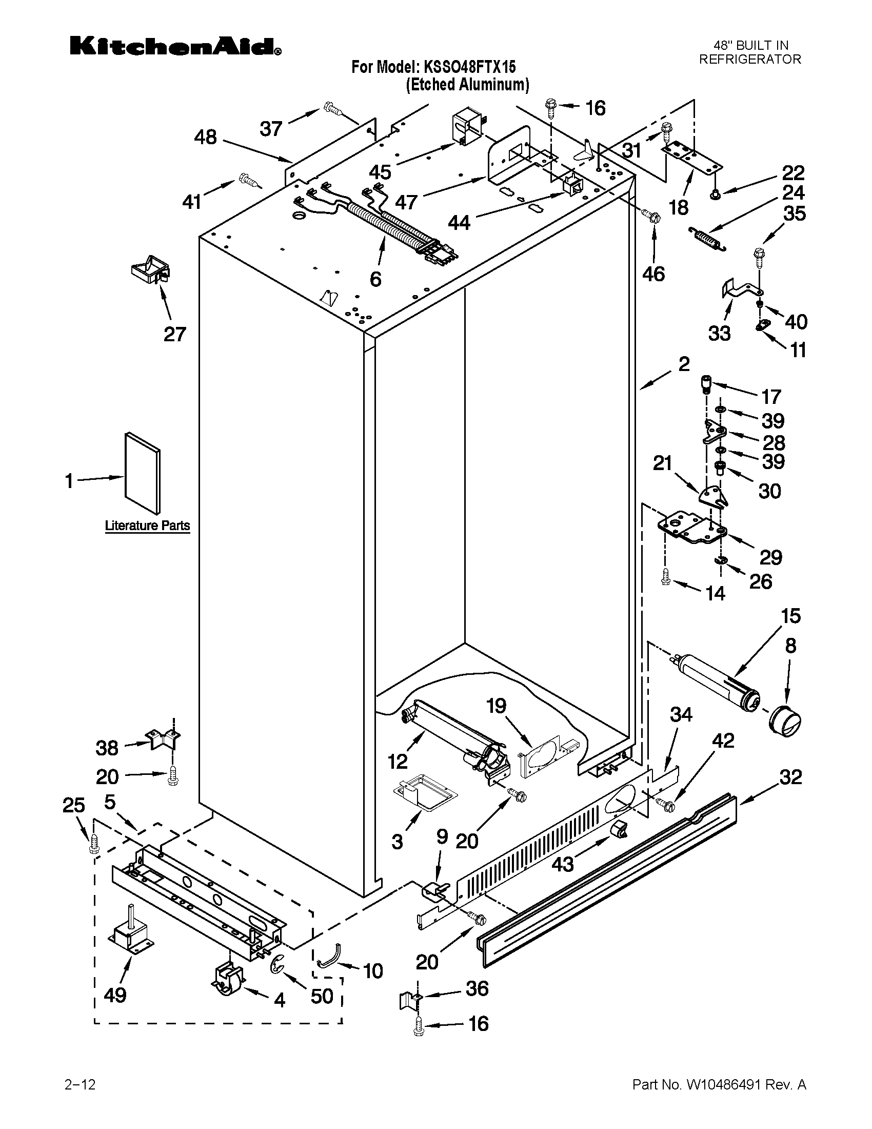 KitchenAid KSSO48FTX15 cabinet parts diagram