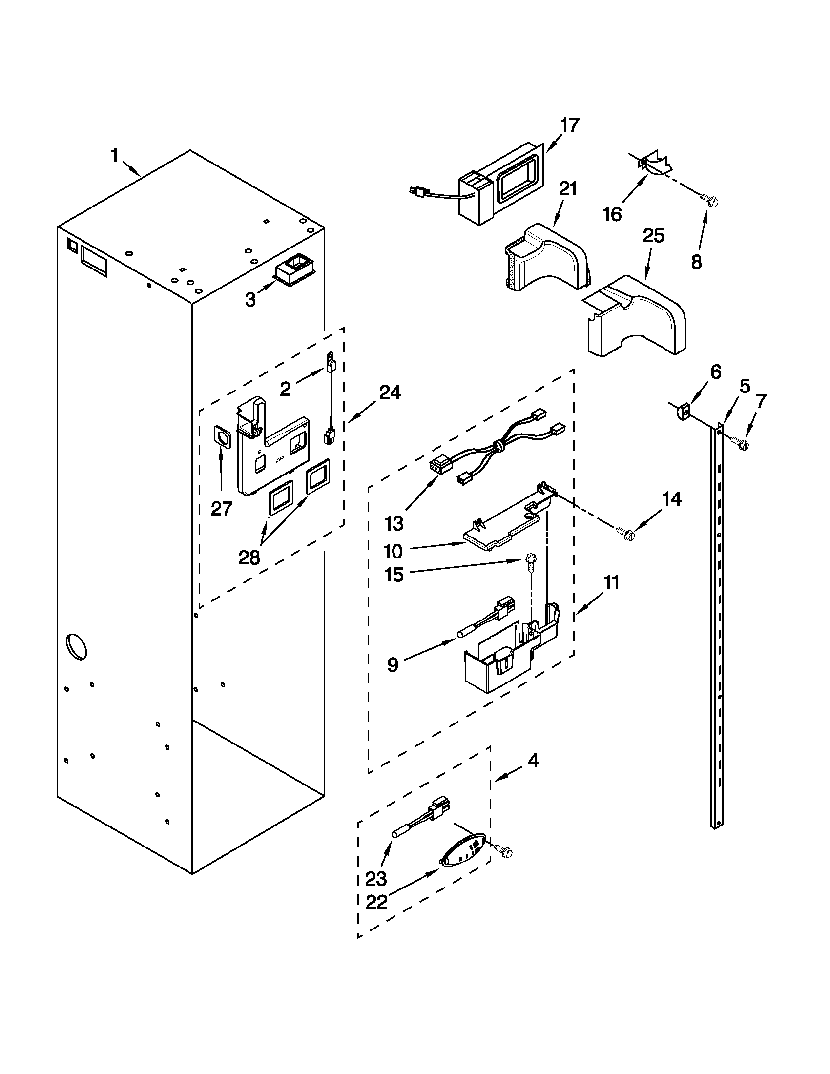 KitchenAid KSSO48FTX15 refrigerator liner parts diagram