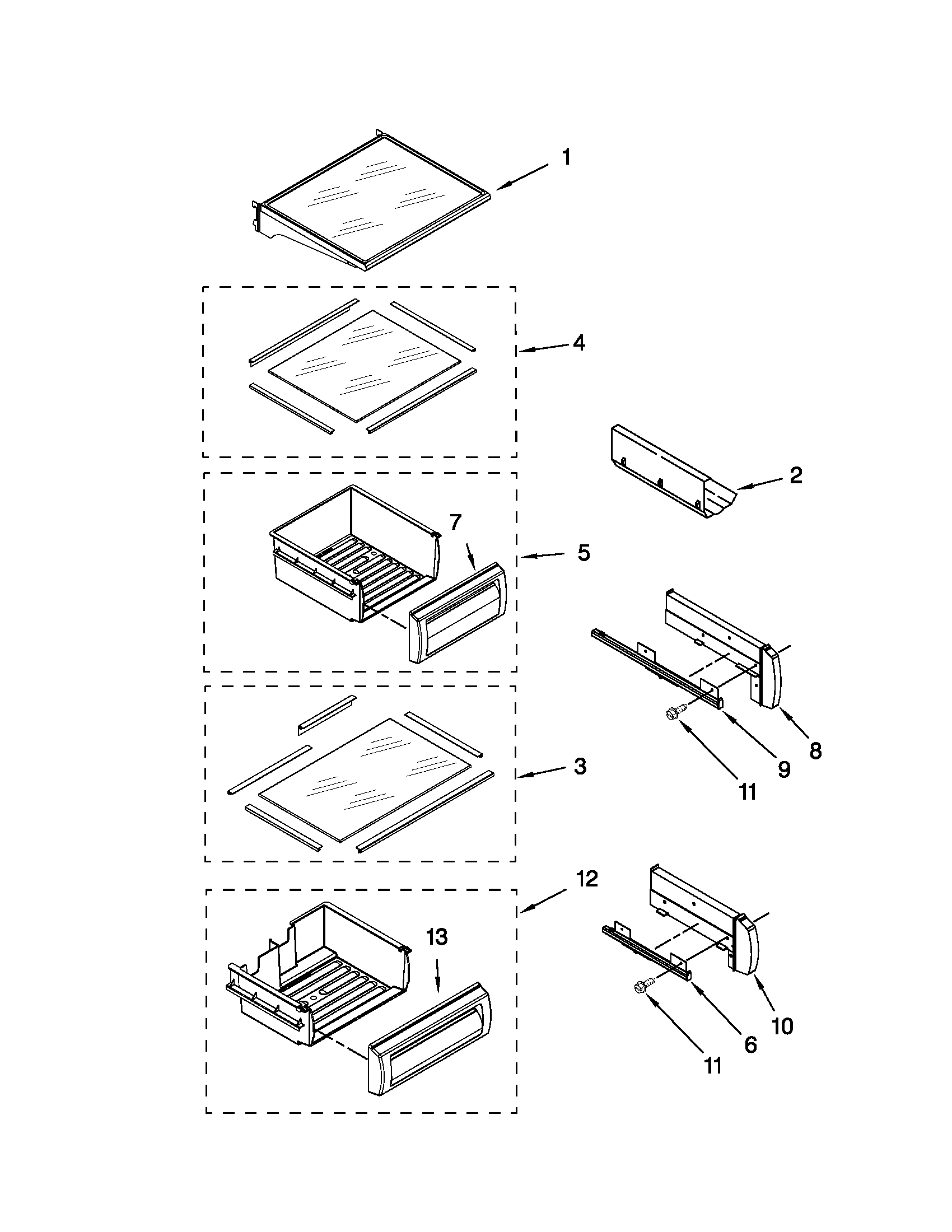 KitchenAid KSSO48FTX15 refrigerator shelf parts diagram