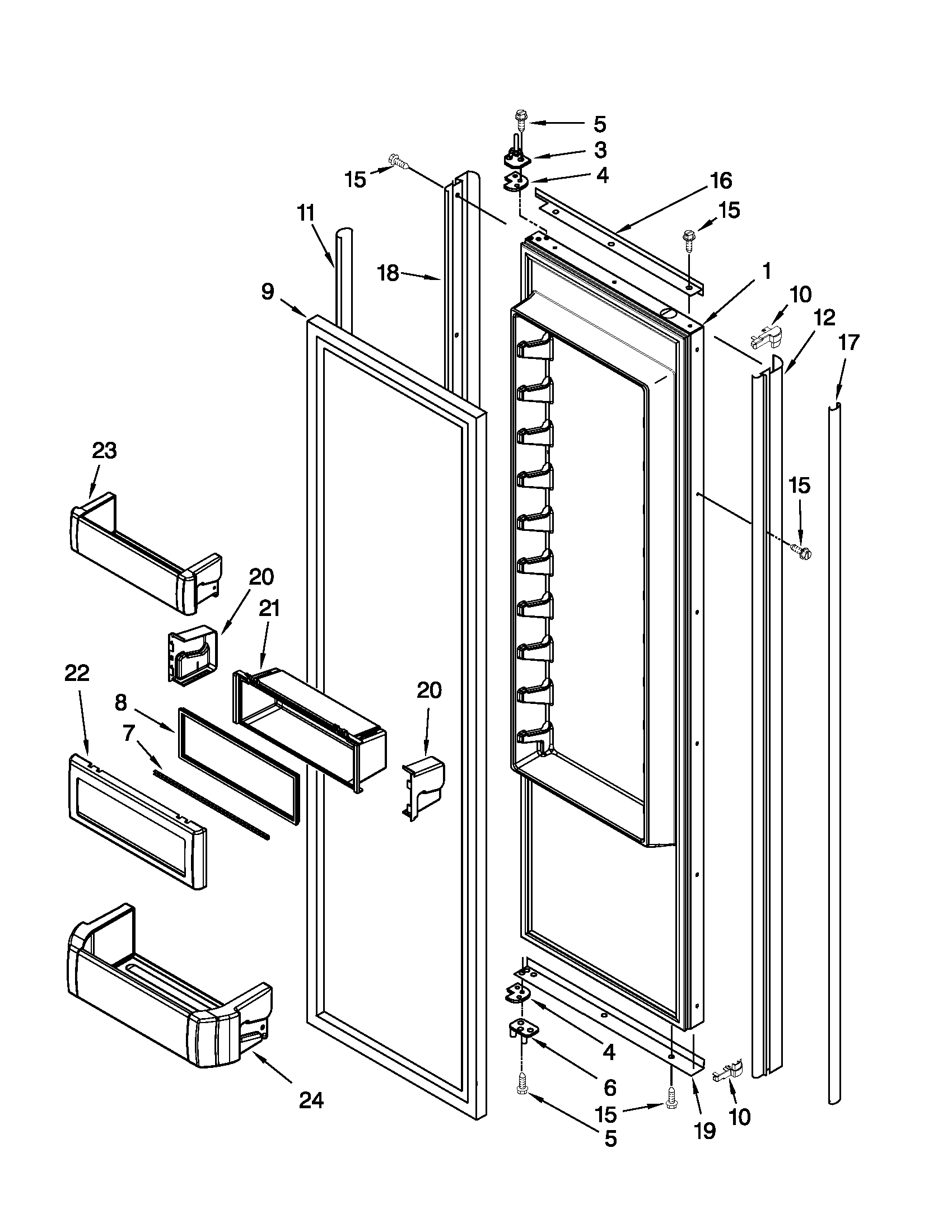 KitchenAid KSSO48FTX15 refrigerator door parts diagram