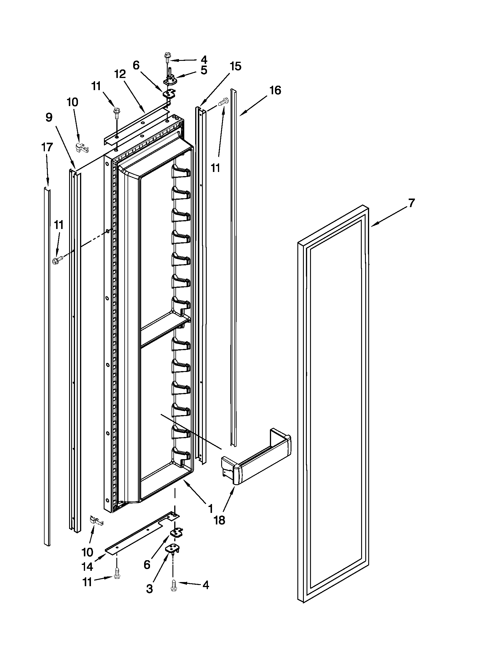 KitchenAid KSSO48FTX15 freezer door parts diagram