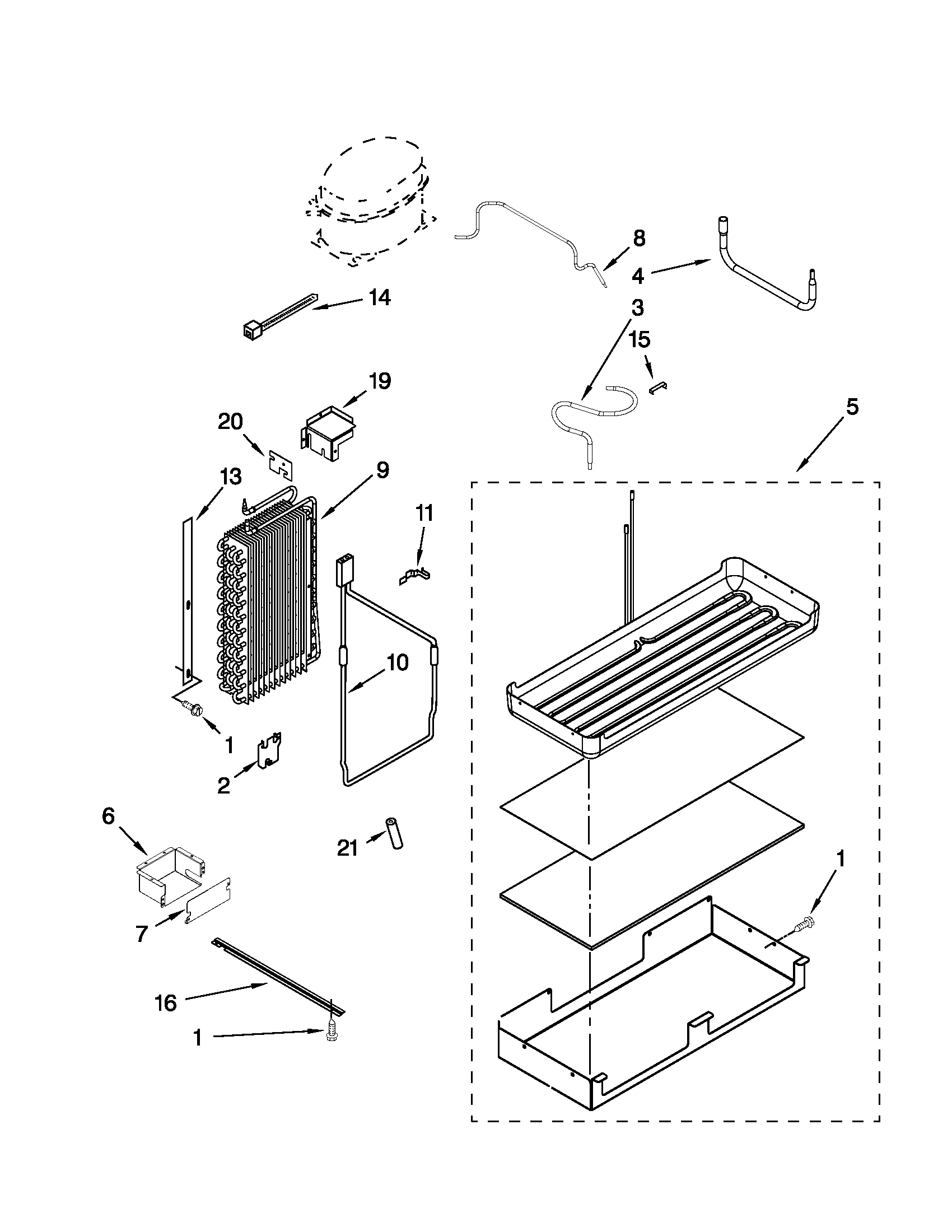 KitchenAid KSSO48FTX15 lower unit and tube parts diagram