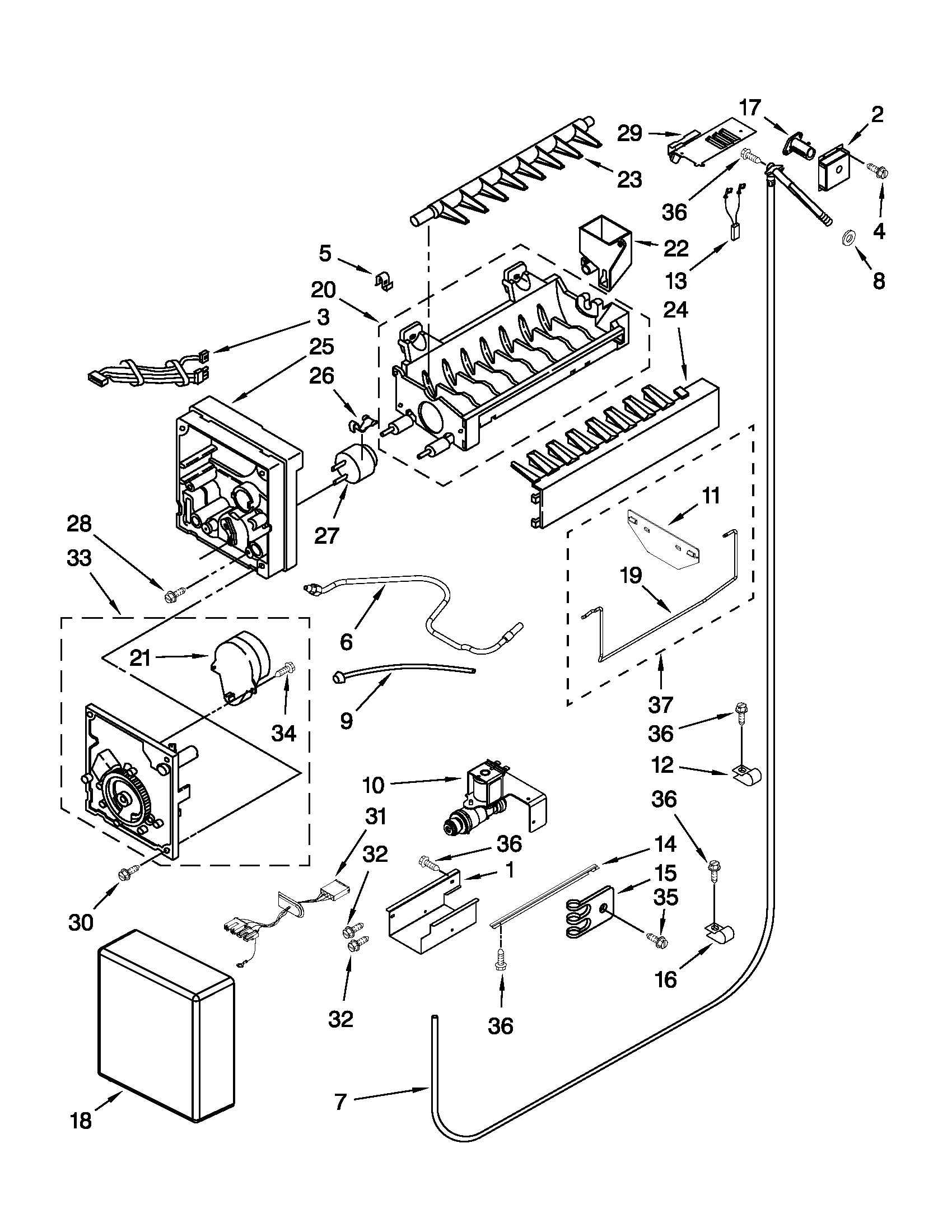 KitchenAid KSSO48FTX15 icemaker parts diagram