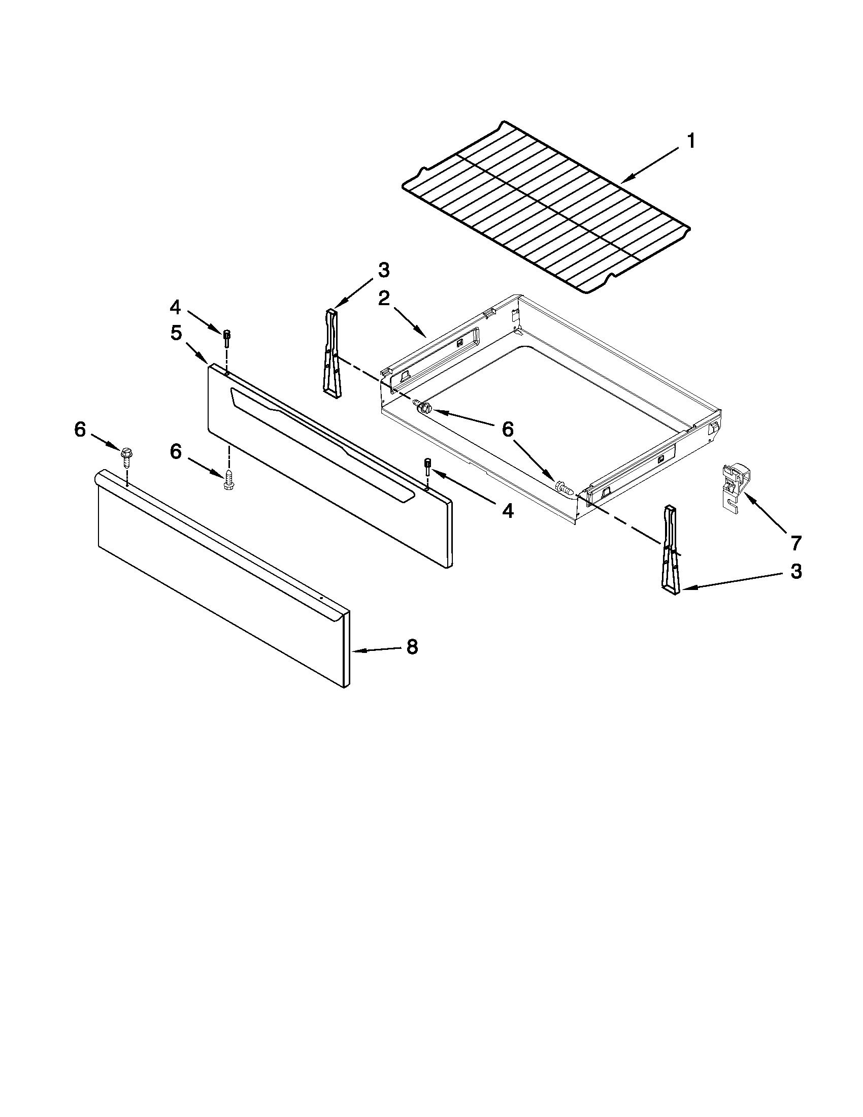 Maytag MER7662WW3 drawer and rack parts diagram