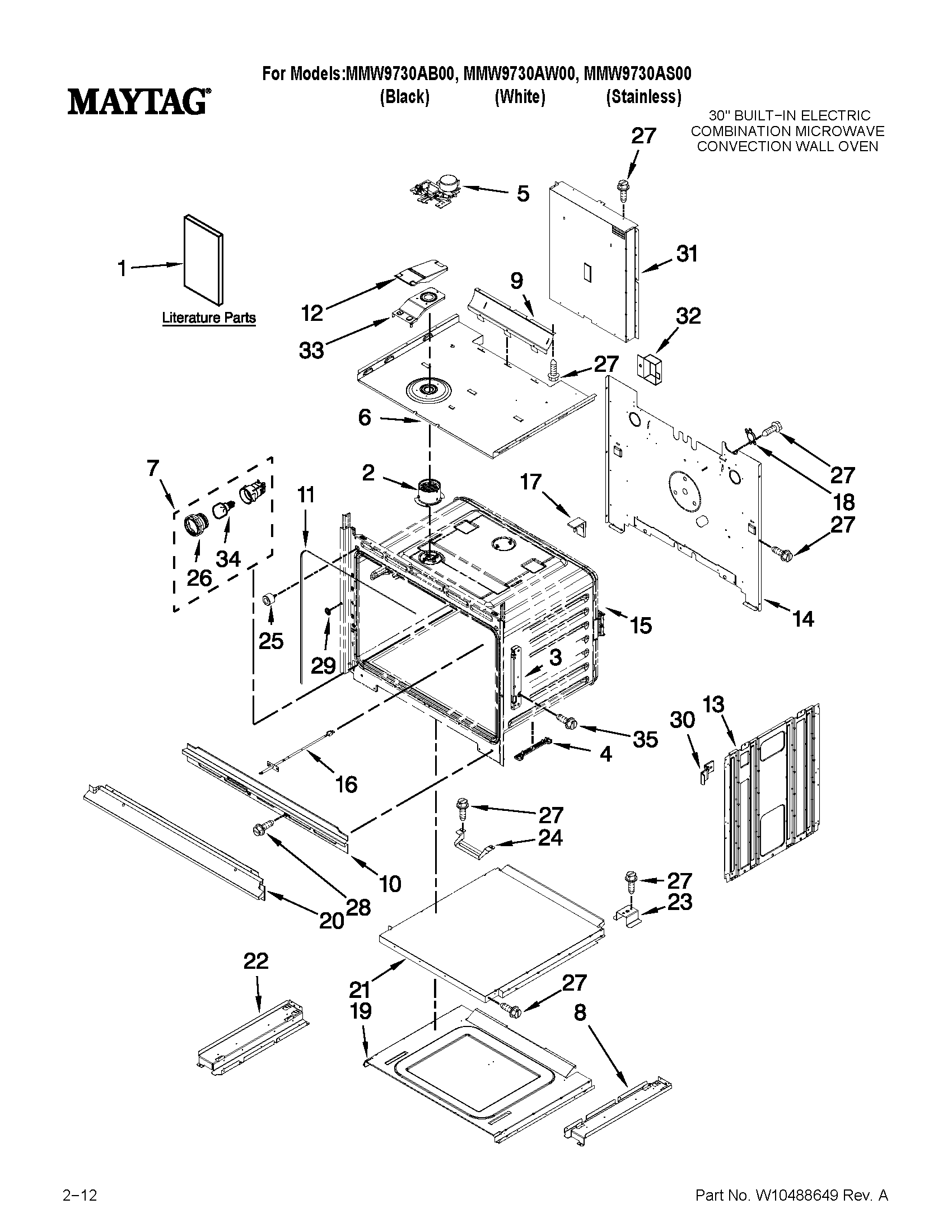 Maytag MMW9730AB00 oven parts diagram