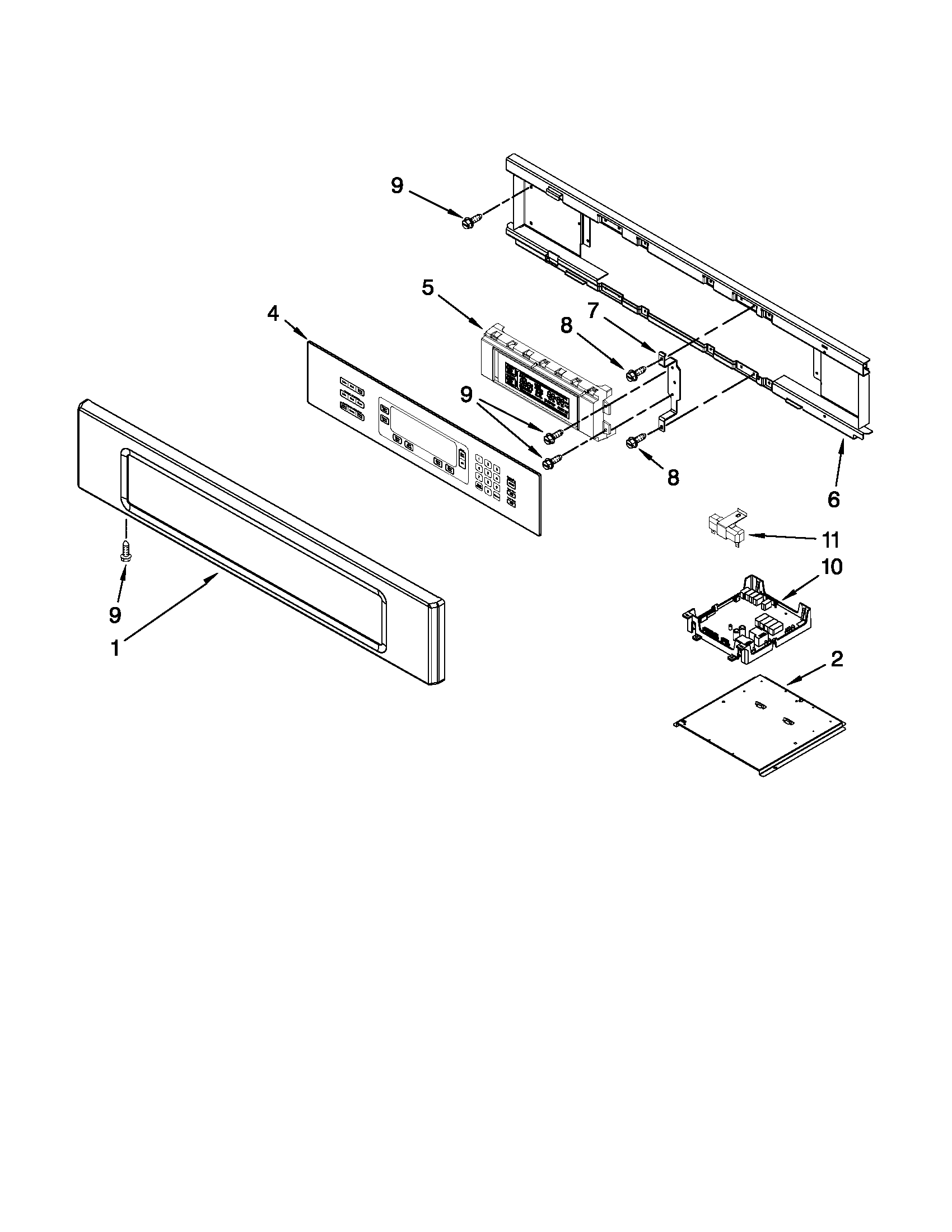 KitchenAid KEBK171SWH04 control panel parts diagram