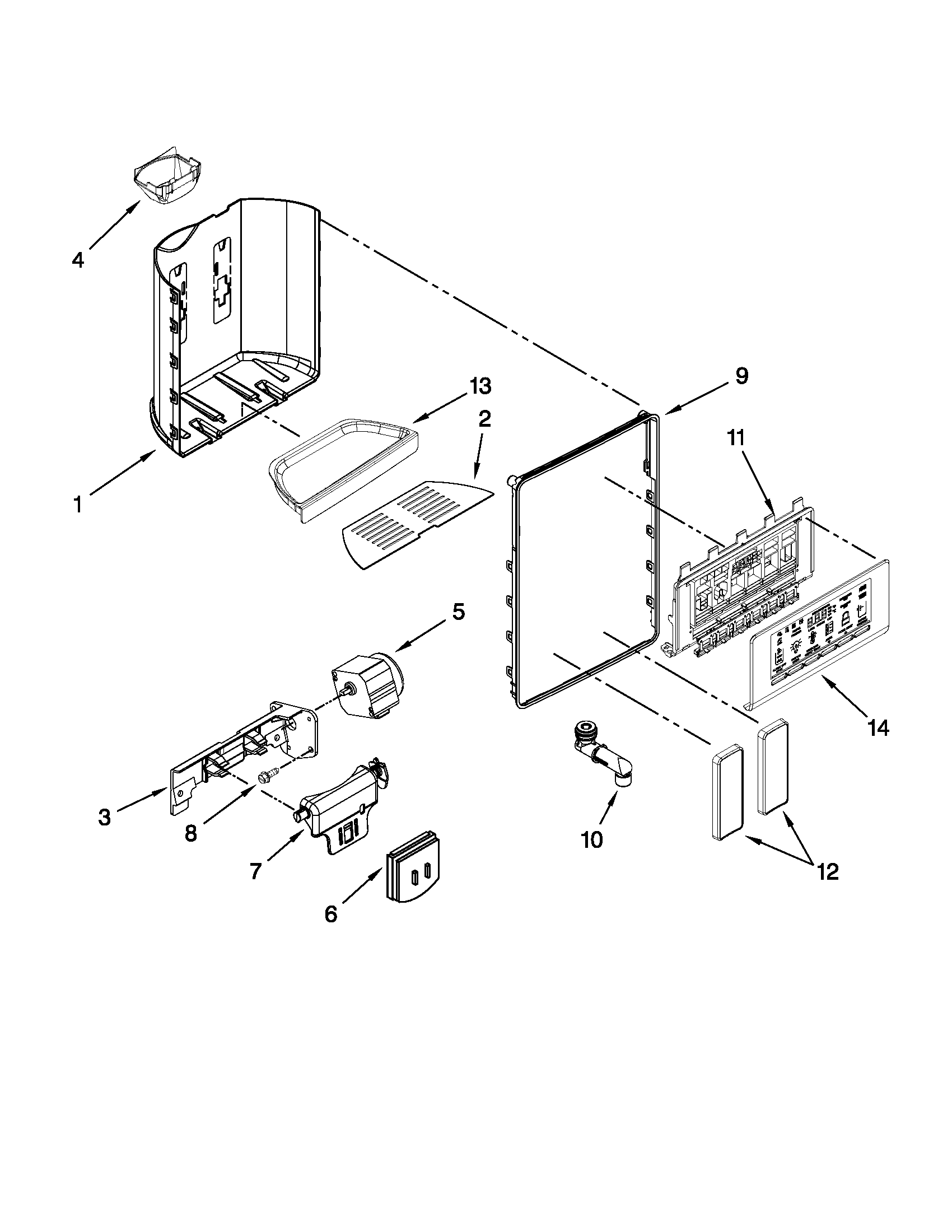 Ikea ISC23CDEXY01 dispenser front parts diagram