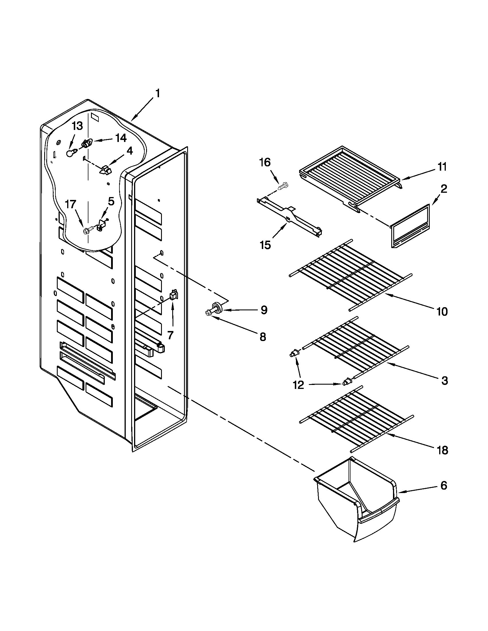Whirlpool ED5CHQXVB03 freezer liner parts diagram