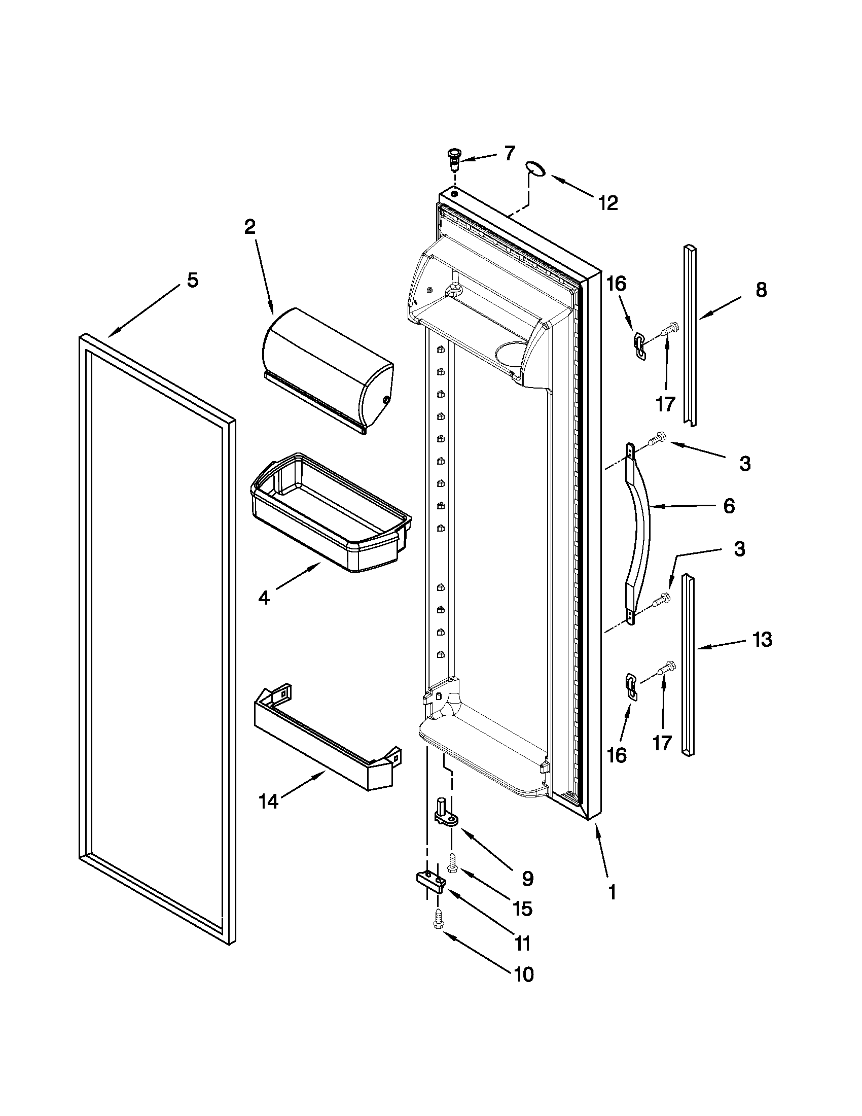 Whirlpool ED5CHQXVB03 refrigerator door parts diagram