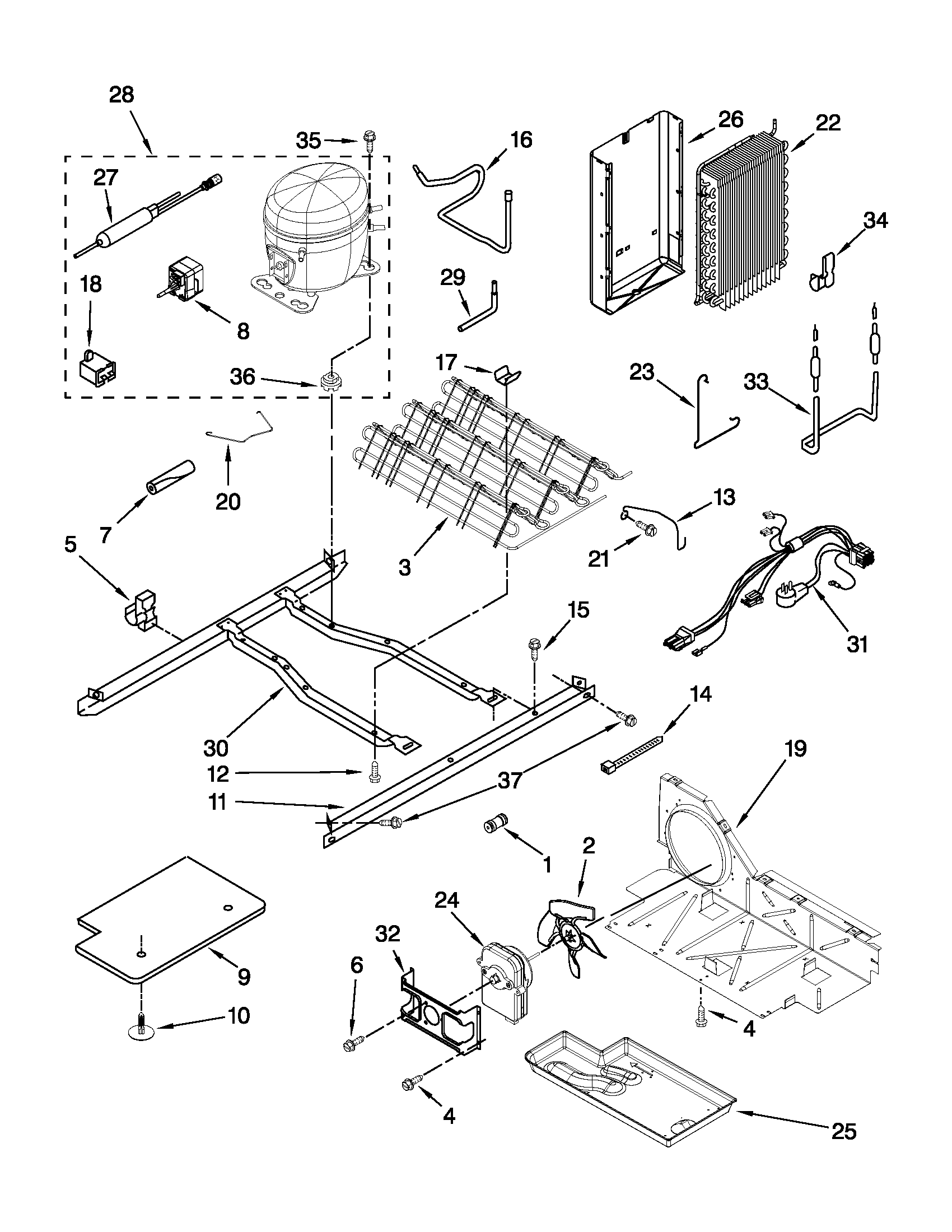 Whirlpool ED5CHQXVB03 unit parts diagram
