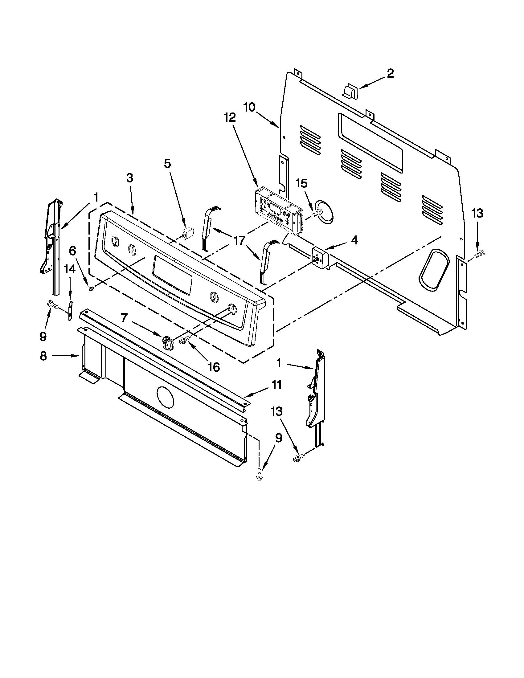 Amana AER5523XAB1 control panel parts diagram