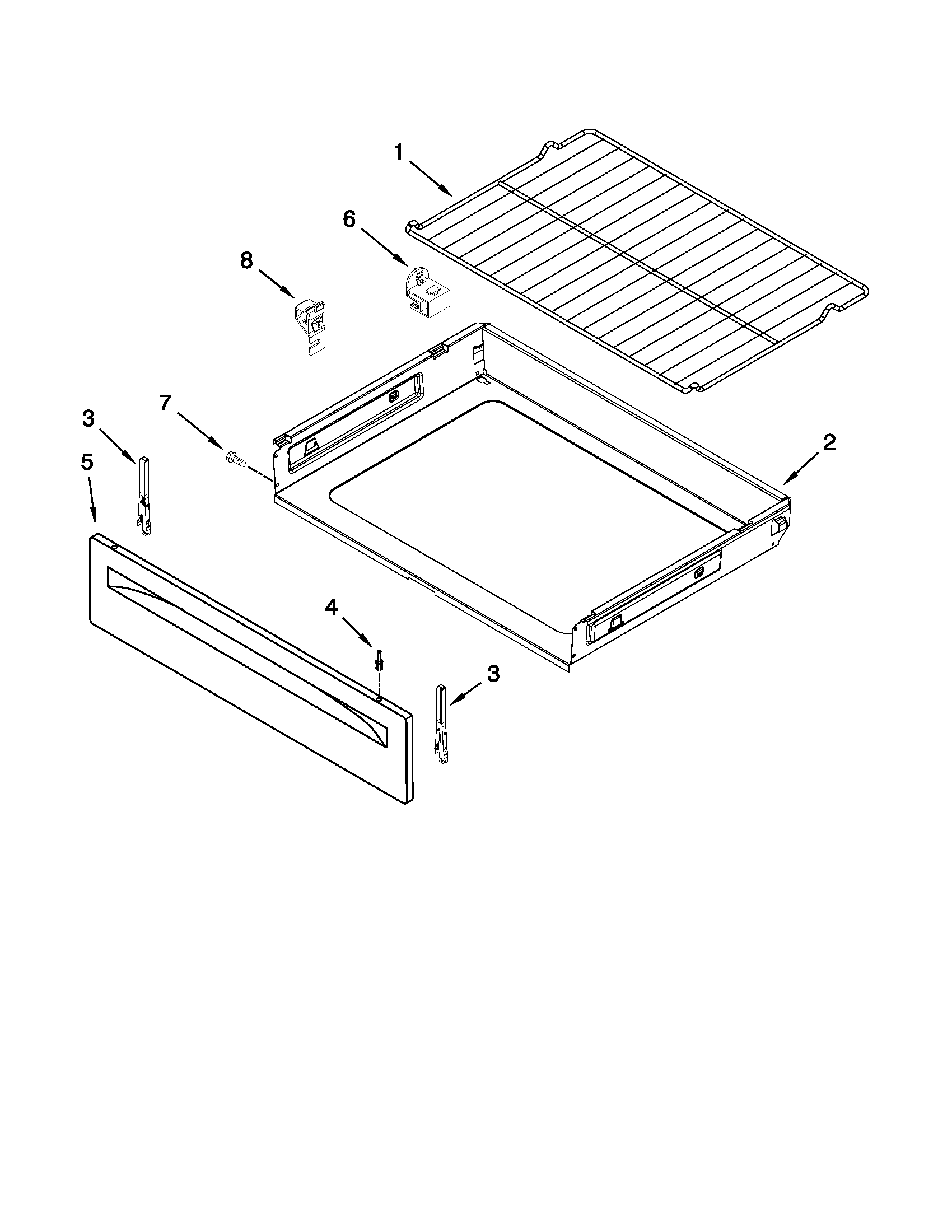Amana AER5523XAB1 drawer & broiler parts diagram