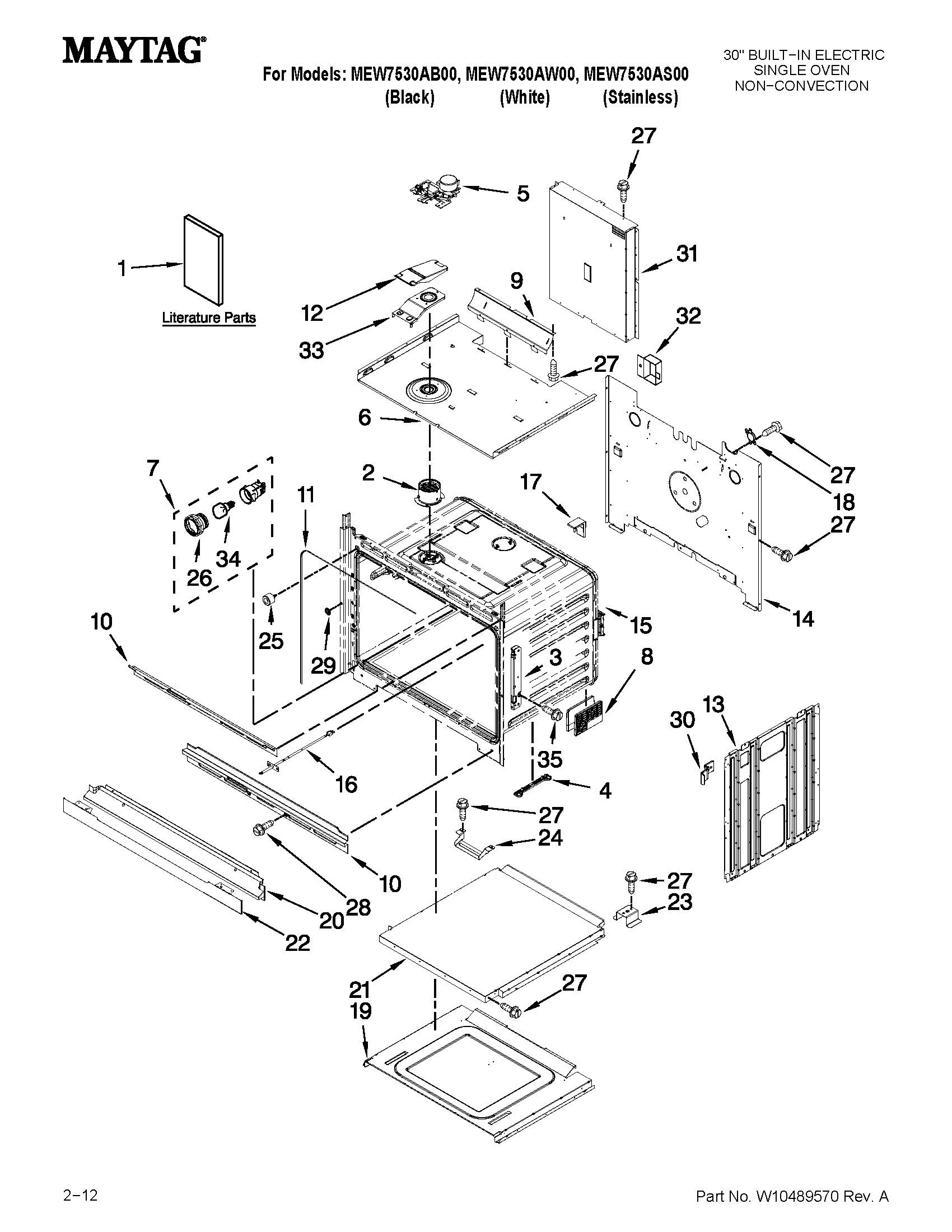 Maytag MEW7530AS00 oven parts diagram
