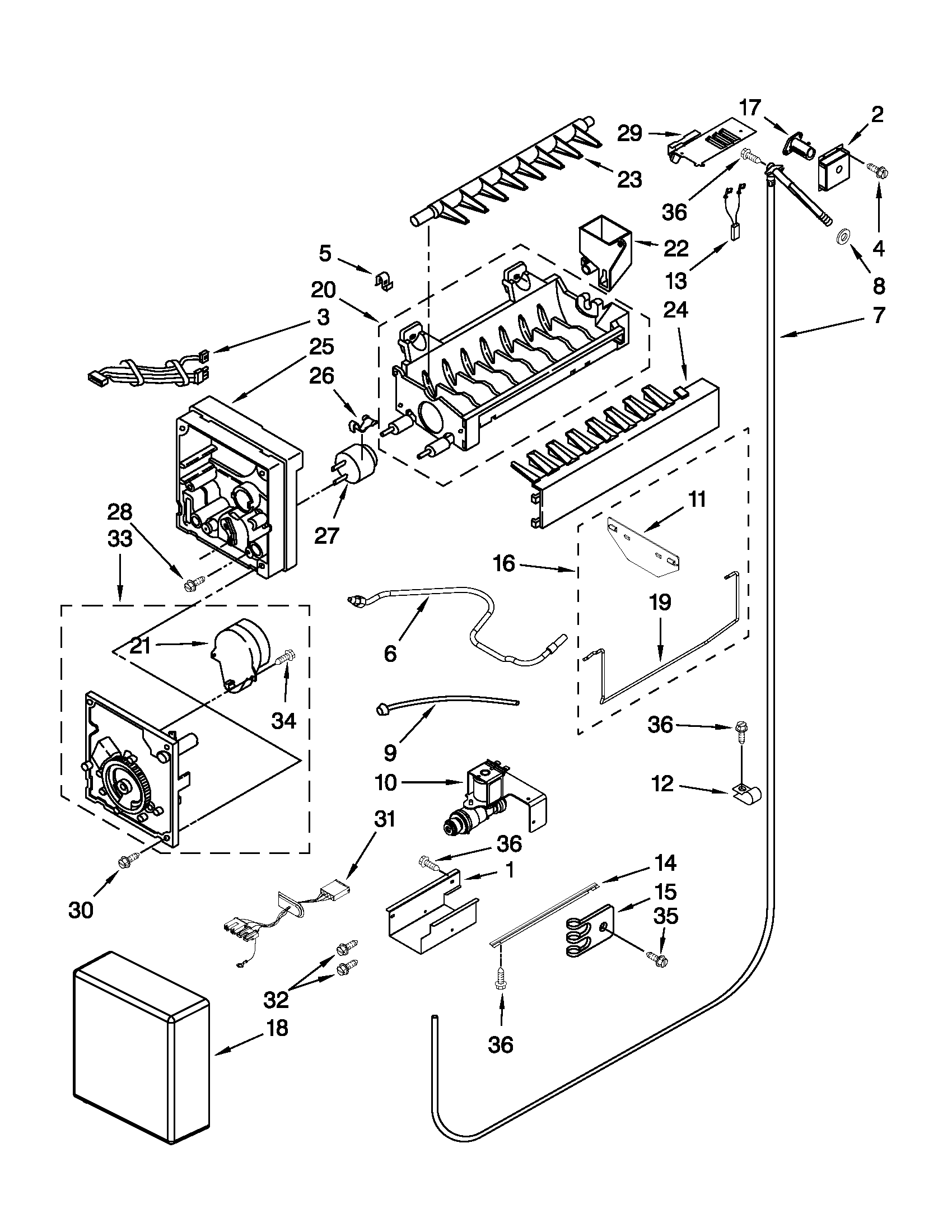 Jenn-Air JS48NXFXDW02 icemaker parts diagram