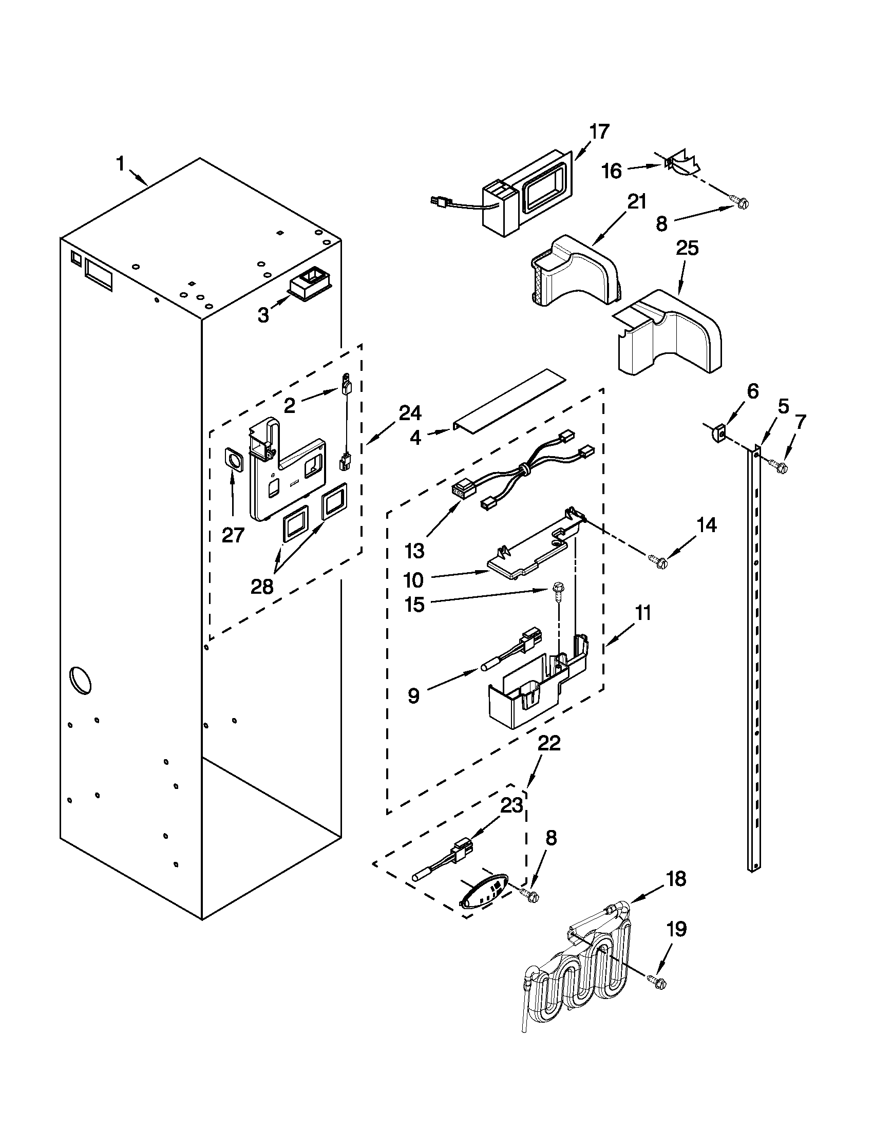 Jenn-Air JS42SEDUDW12 refrigerator liner parts diagram