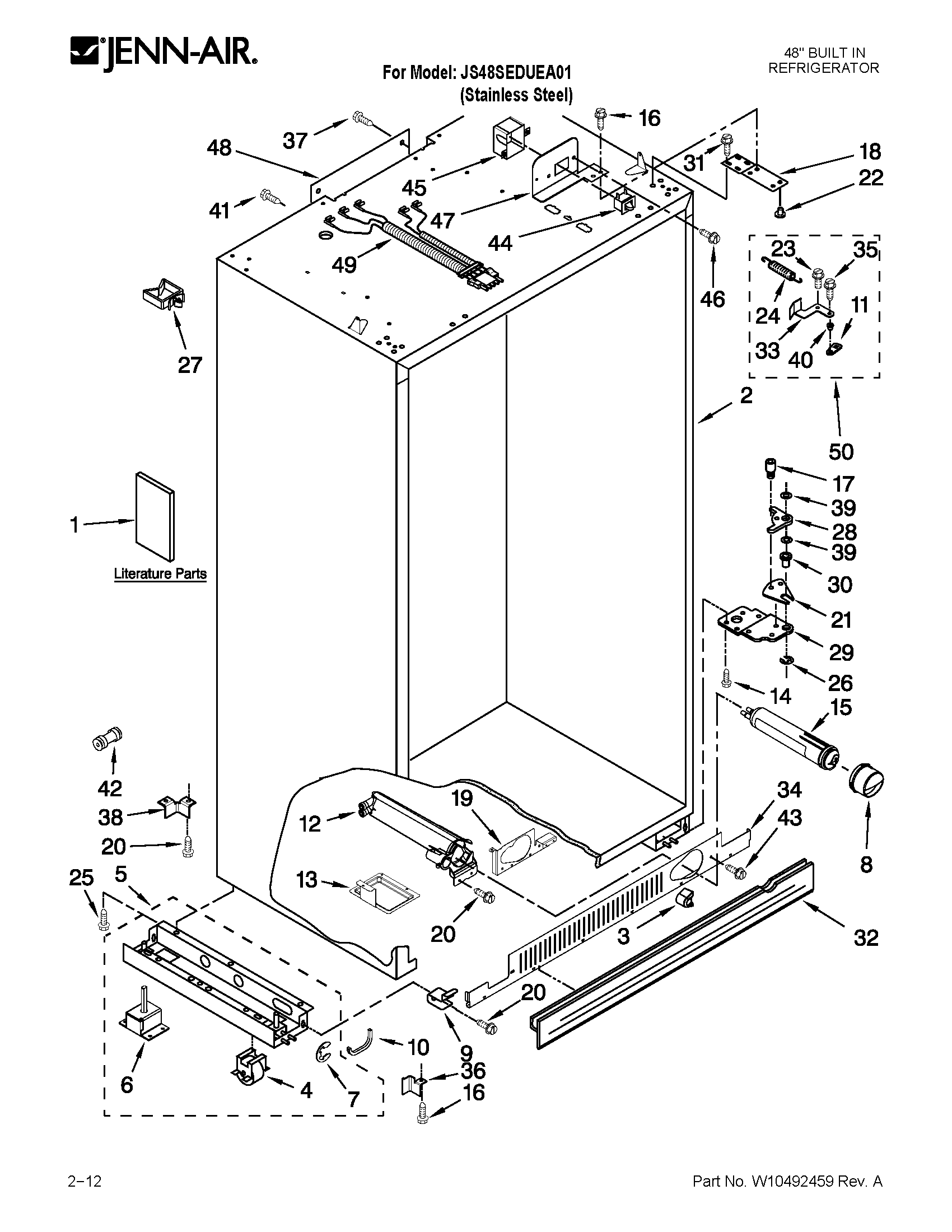 Jenn-Air JS48SEDUEA01 cabinet parts diagram