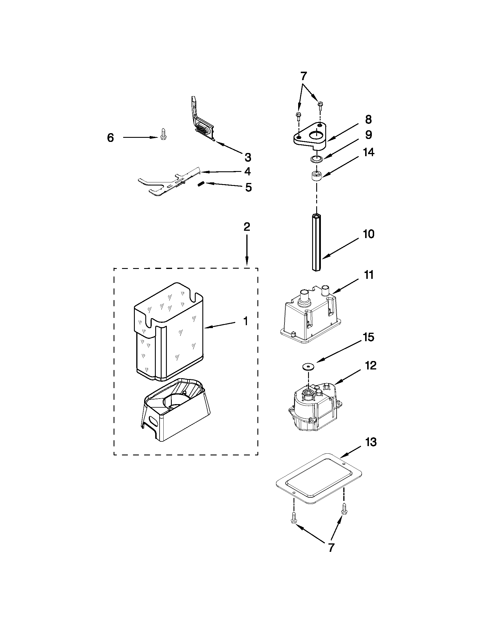 Jenn-Air JS48SEDUEA01 motor and ice container parts diagram