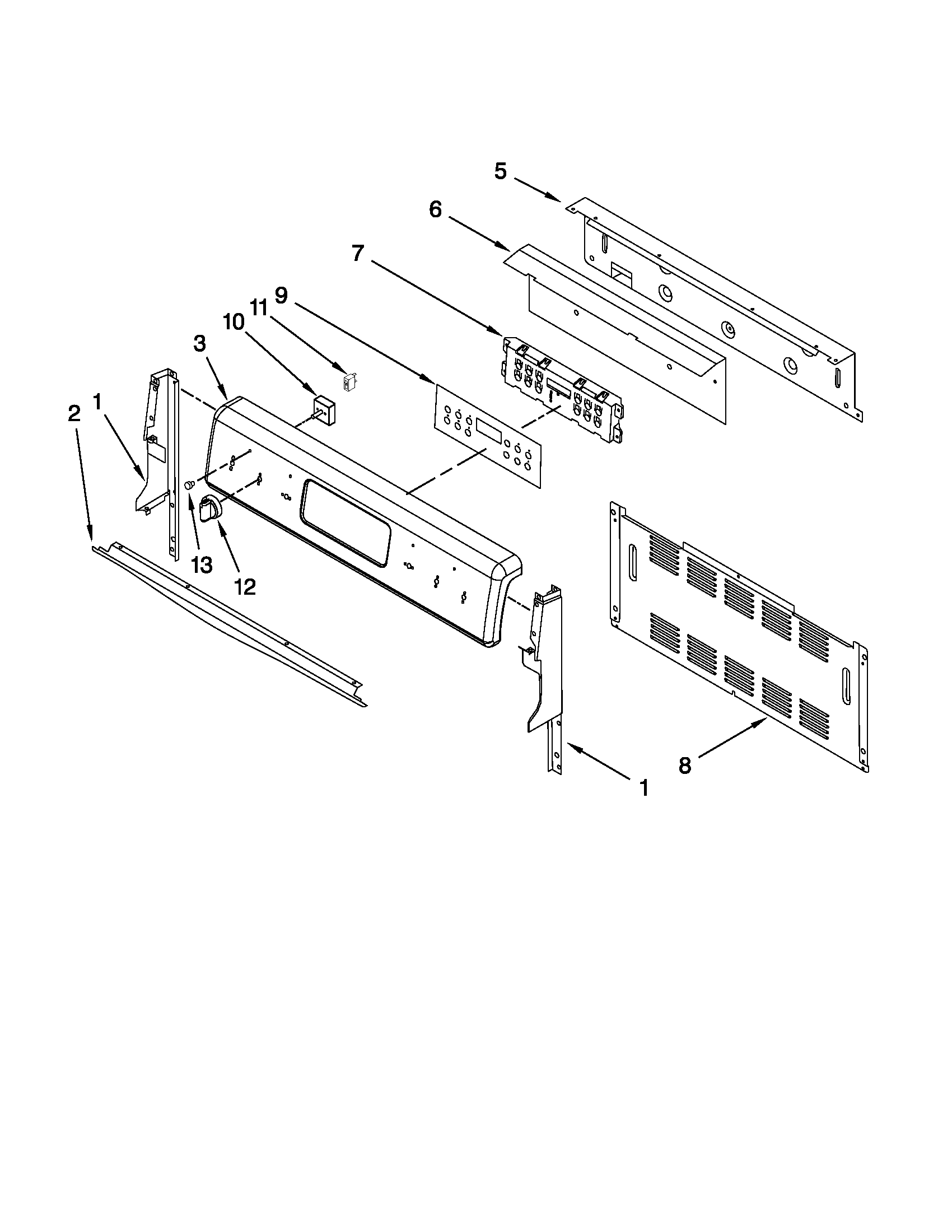 KitchenAid KGRS208XBL0 control panel parts diagram