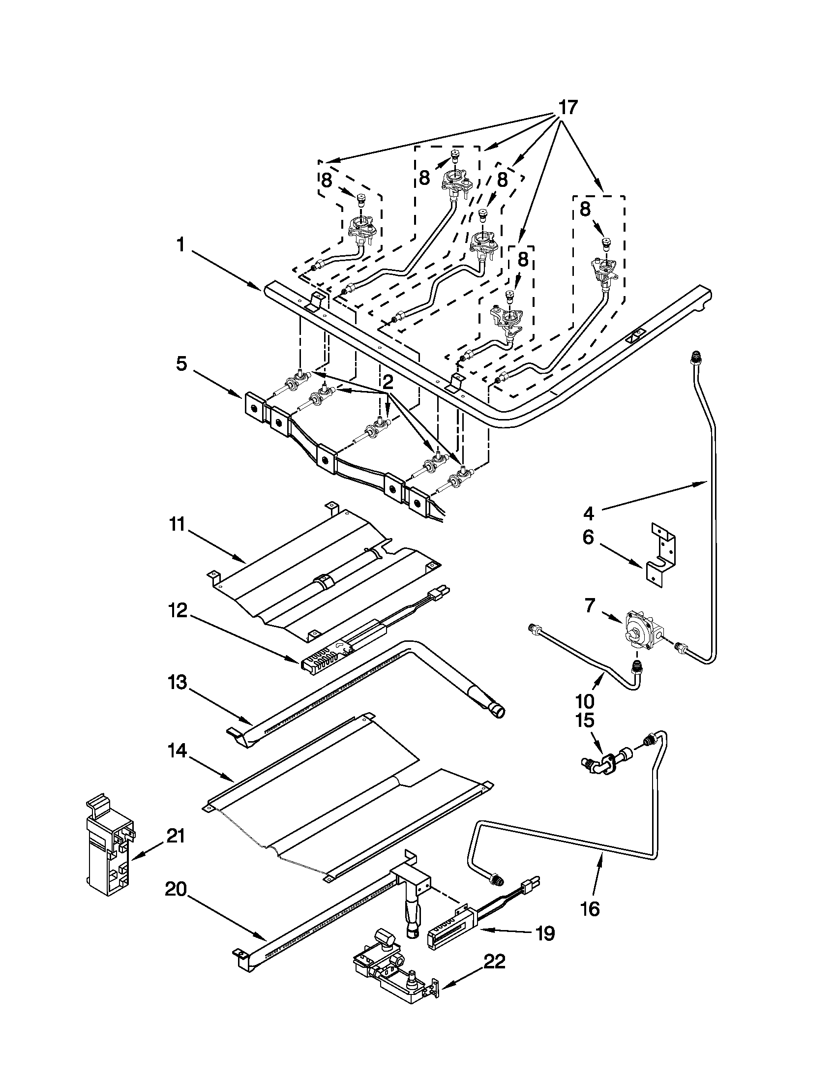 KitchenAid KGRS208XBL0 manifold parts diagram